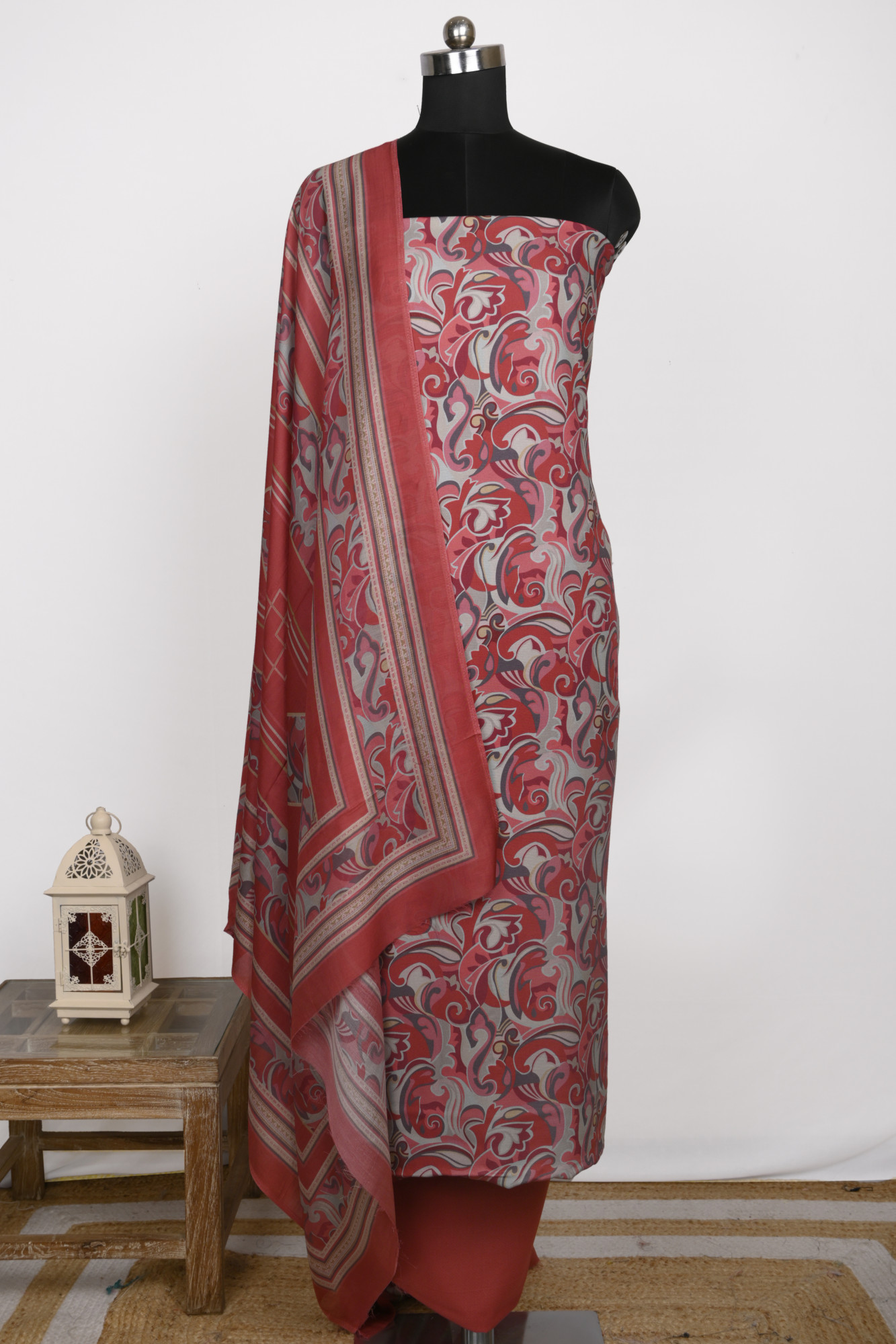 Maroon Spun Suit Set with Beautiful Dupatta - 131-7558C