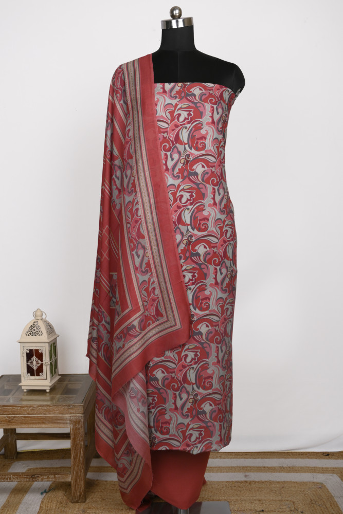 Image of Maroon Spun Suit Set with Beautiful Dupatta - 131-7558C