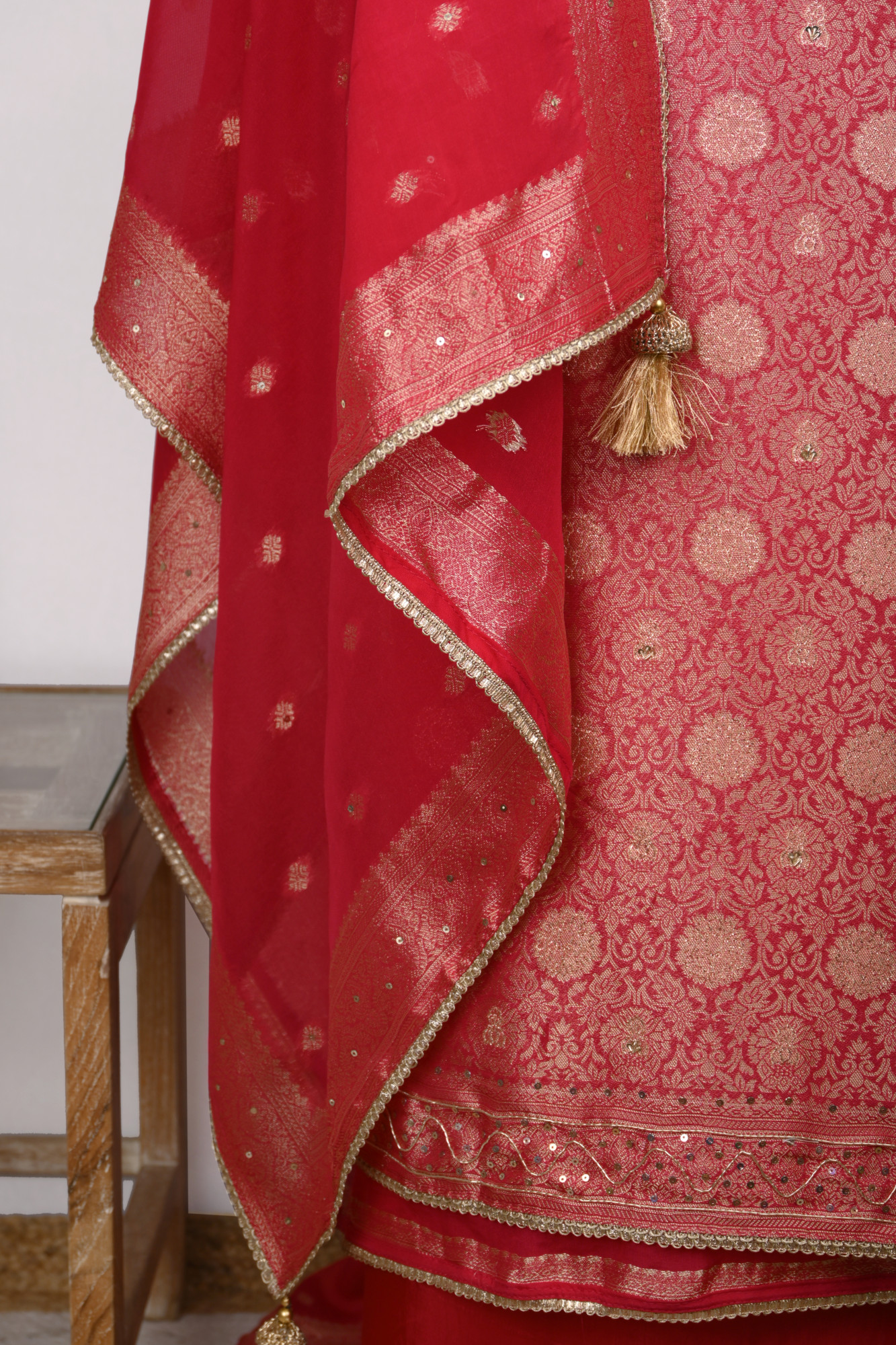 Rani Silk Suit Set with Organza Dupatta - 131-GD470B