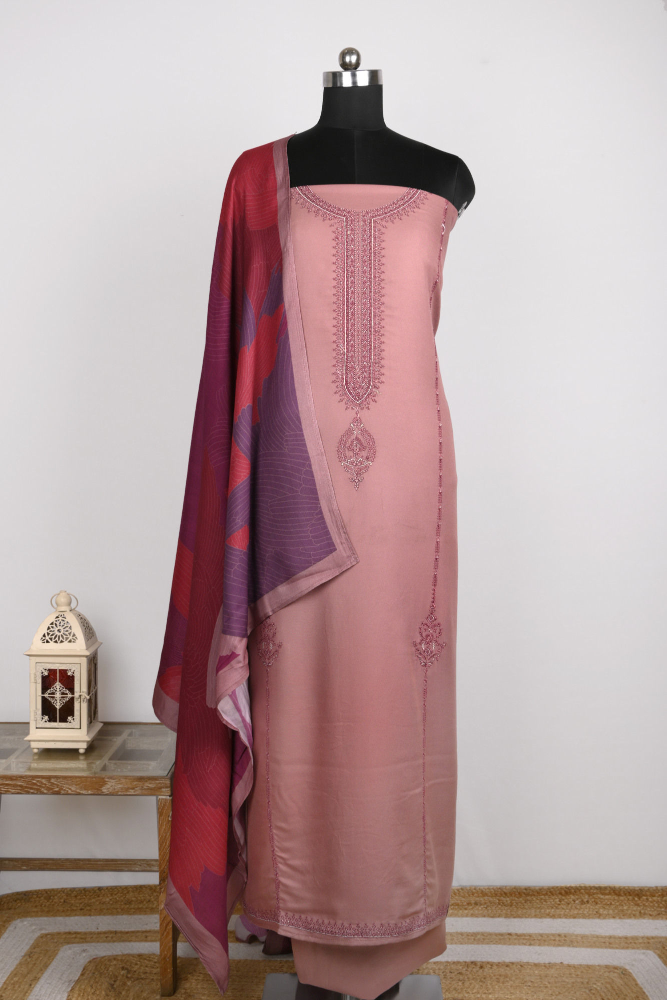 Mauve Spun Suit With Spun Dupatta - VARV11C