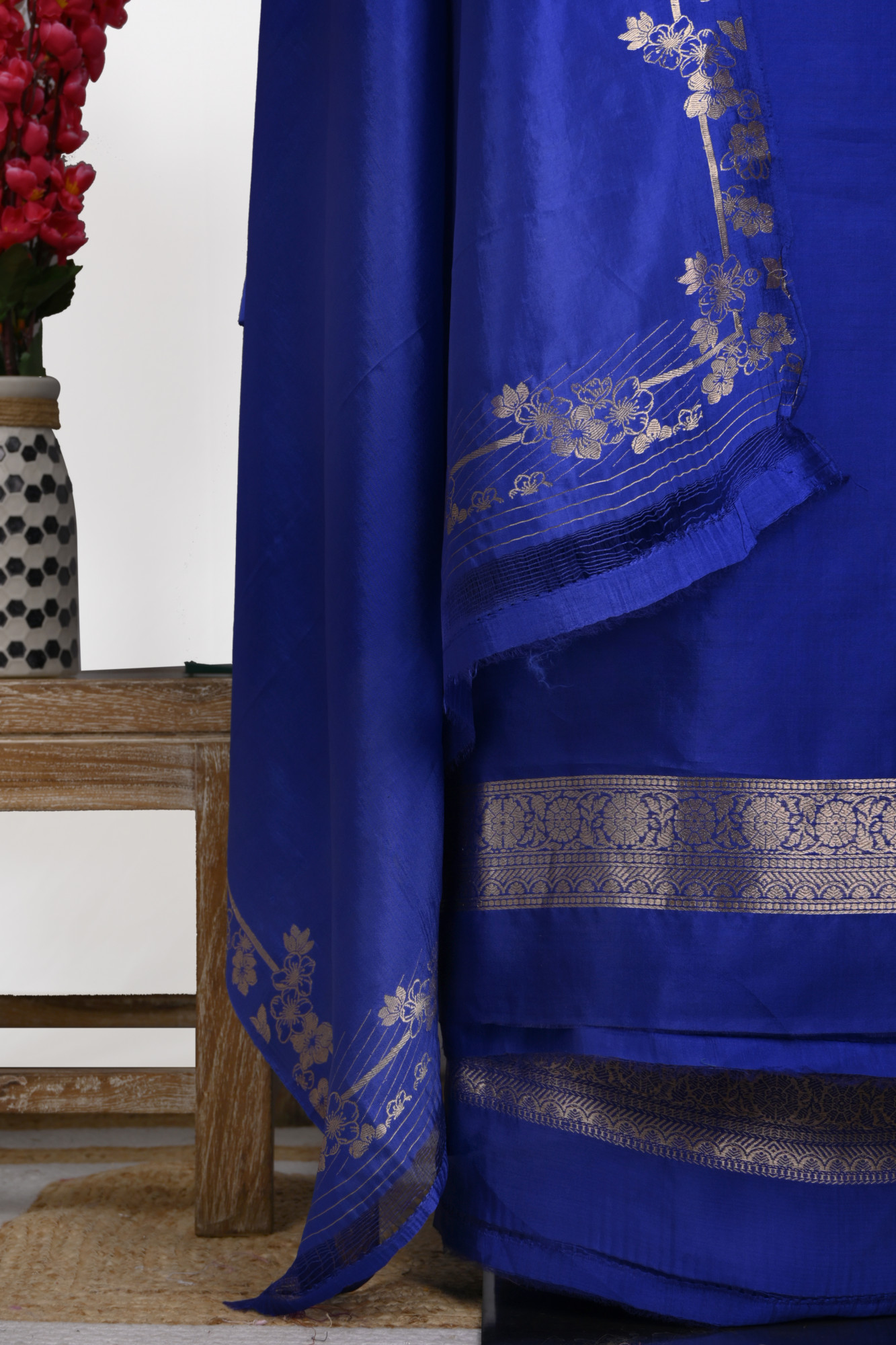 Blue Pure Silk Suit with Pure Silk Dupatta - SM2525187-1B