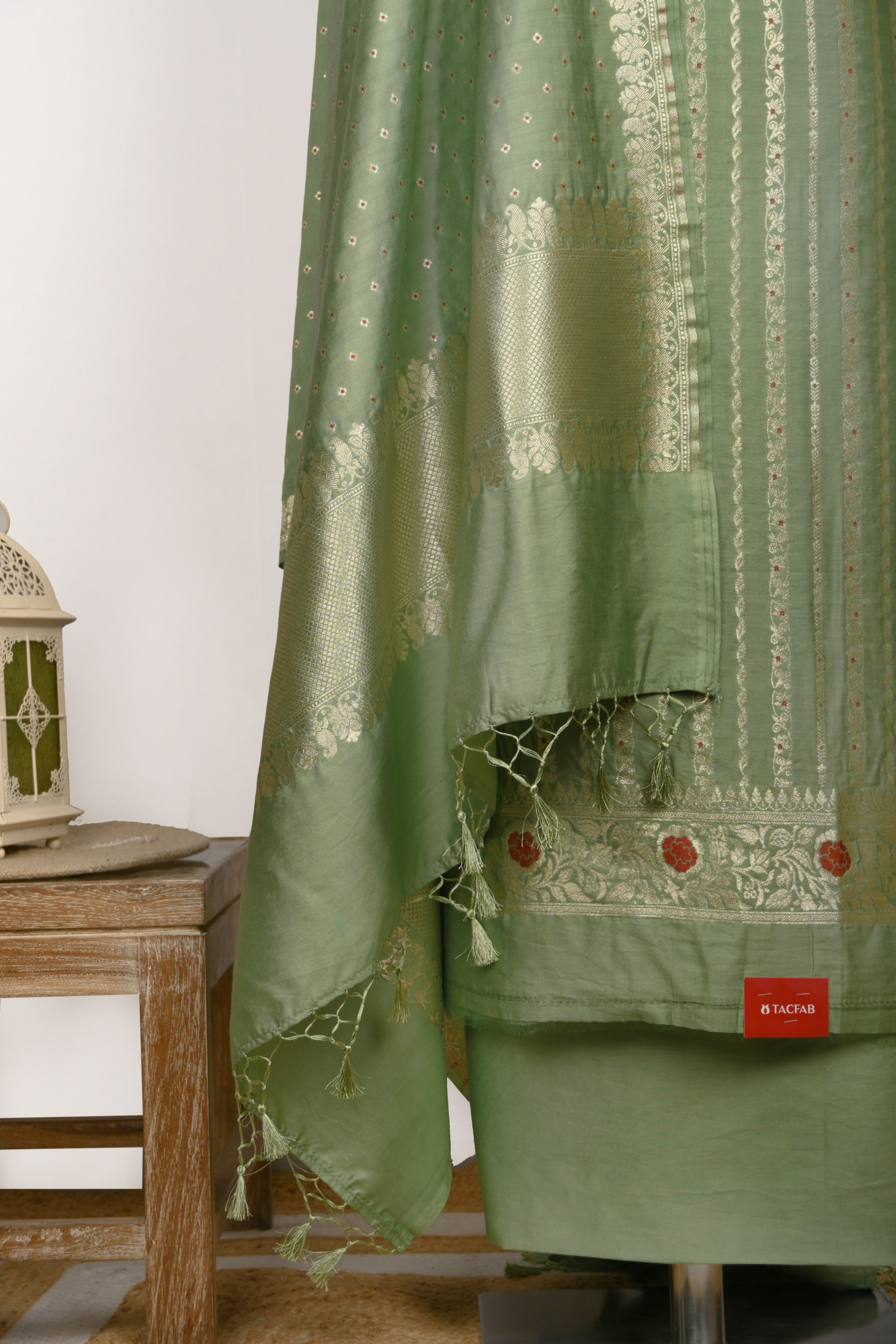 Green Silk Suit Set with Beautiful Dupatta - 1021-MLB-1C
