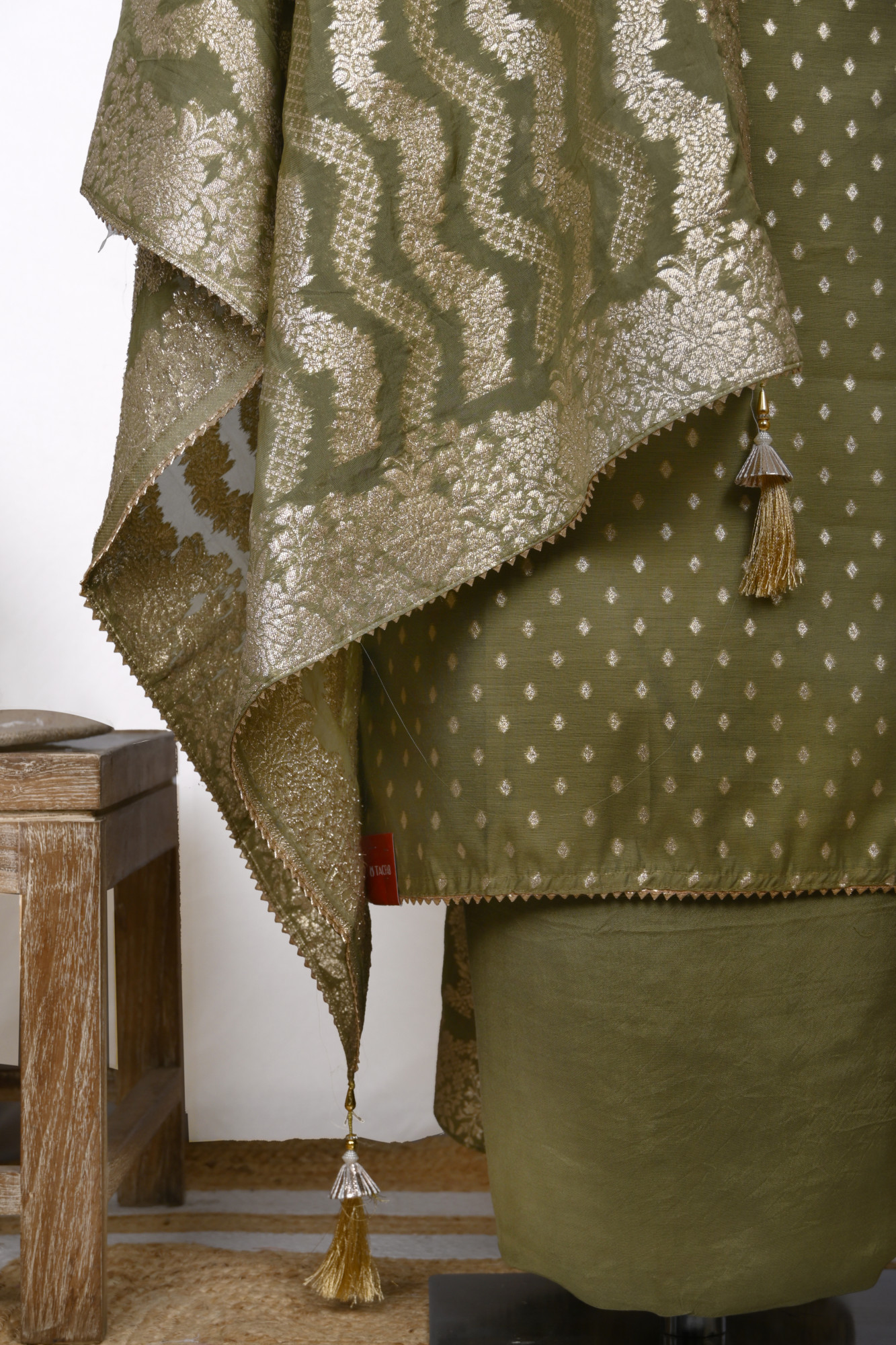 Mehndi Chanderi Silk Suit Set with Beautiful Dupatta - 912-BHT83523