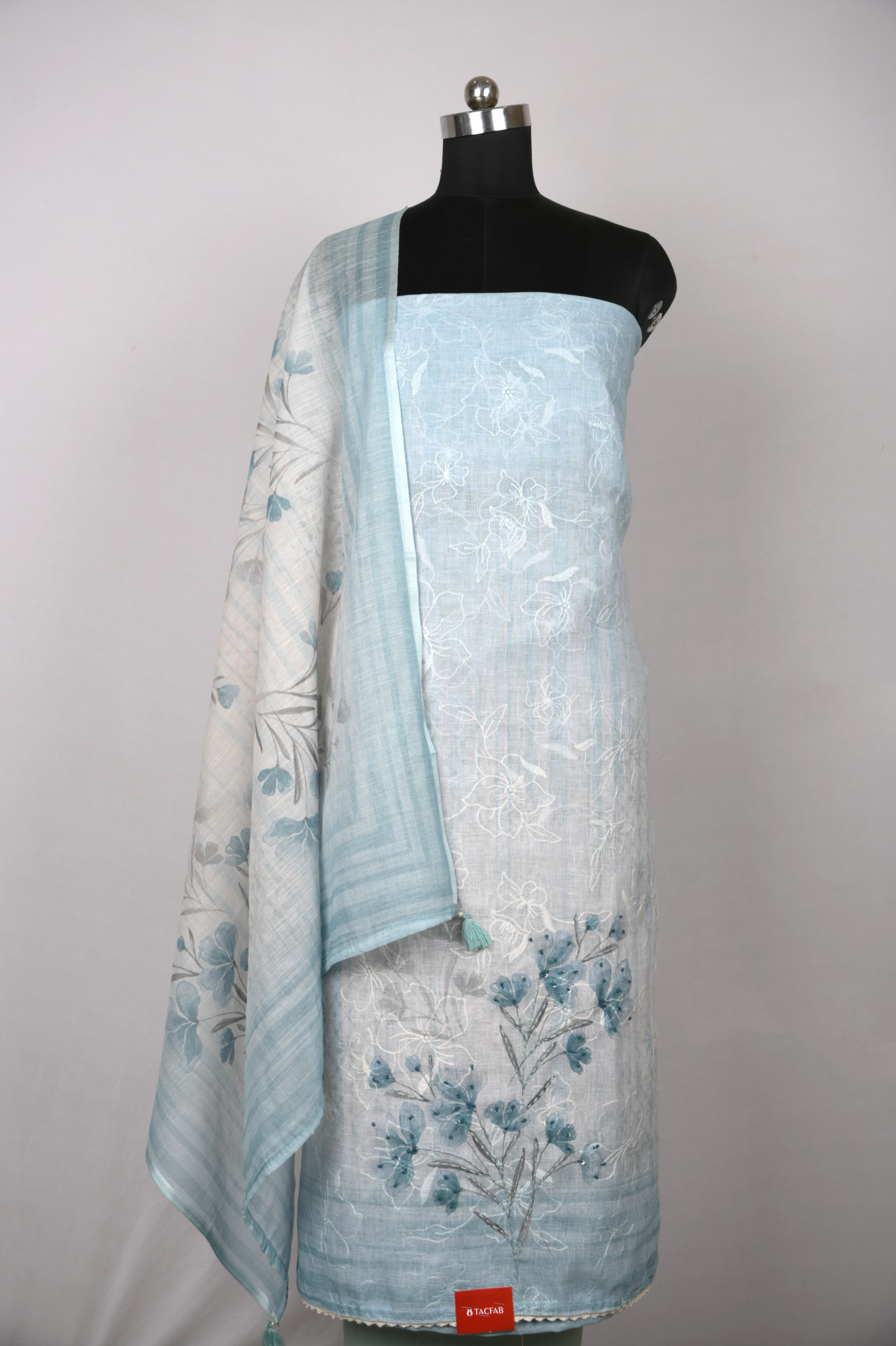 Firozee Cotton Suit Set with Beautiful Dupatta - 1020-4955A