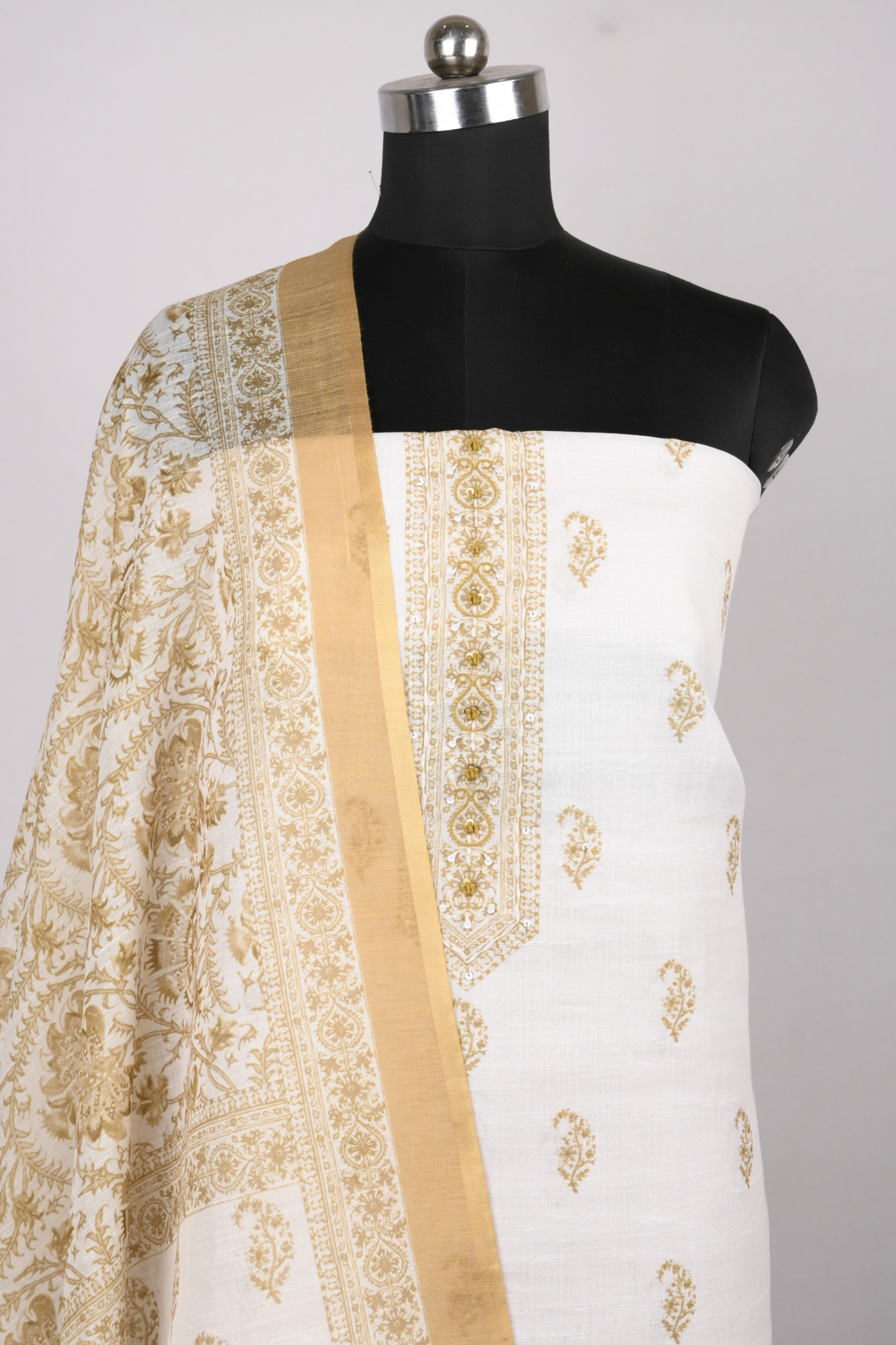 Mustard Cotton Suit Set with Beautiful Dupatta - 1020-4966C