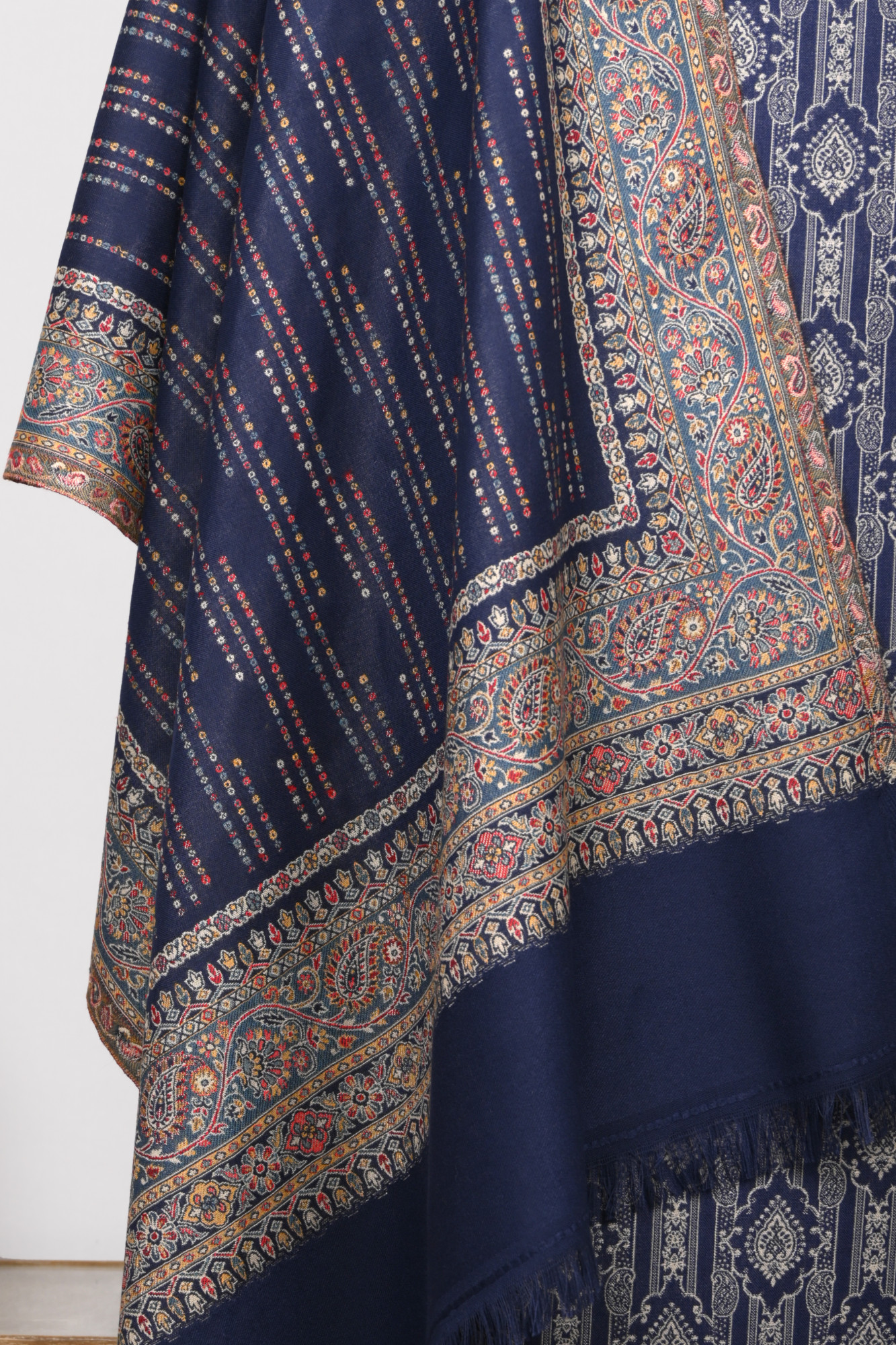 Blue Printed Pashmina Suit Set With Dupatta - 1000-0487A