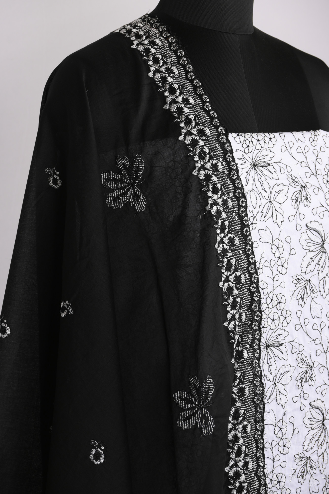 White Cotton Suit Set with Beautiful Dupatta - 1020-5322A