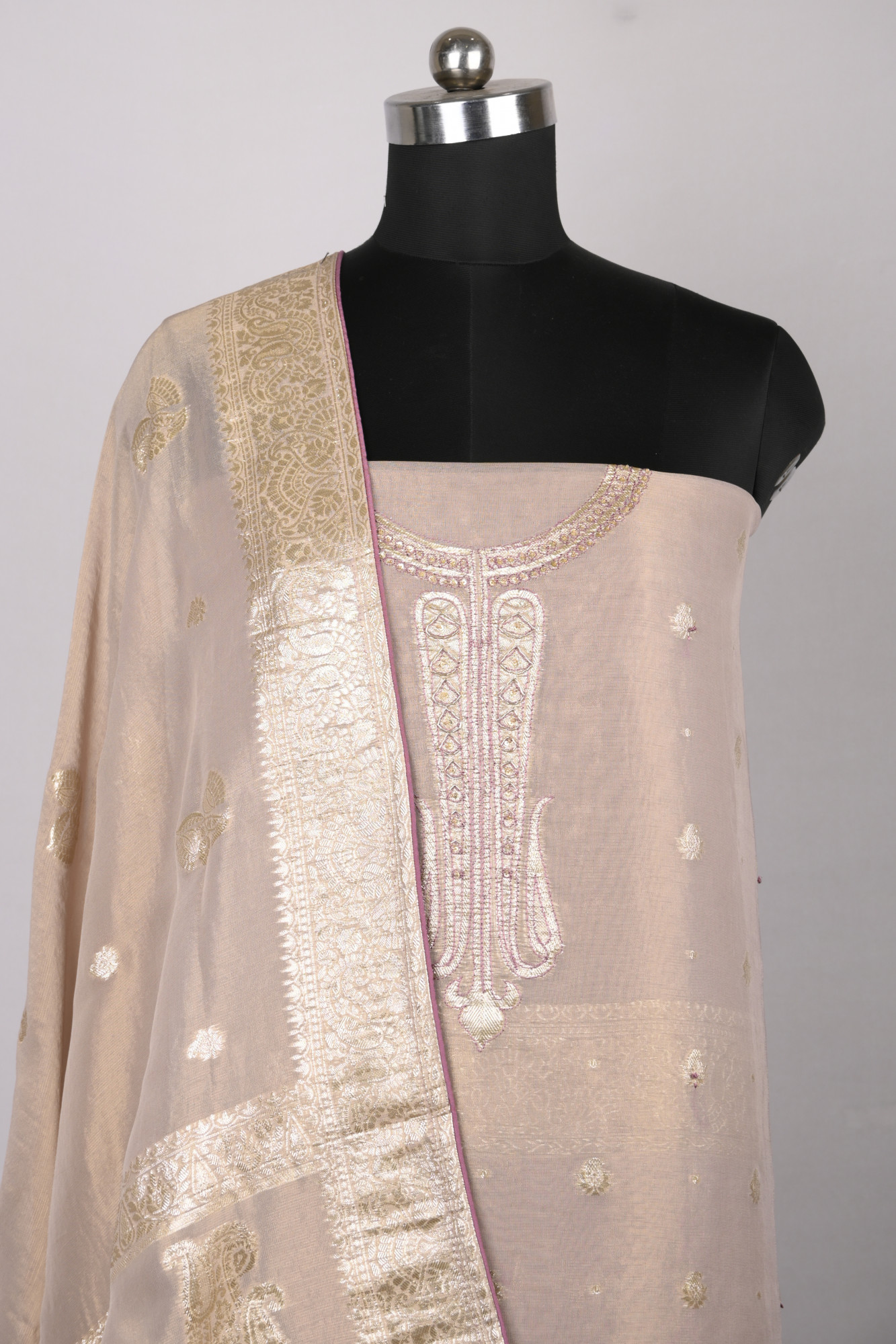 Pink Chanderi Silk Suit Set with Beautiful Dupatta - R157-SPR1779C