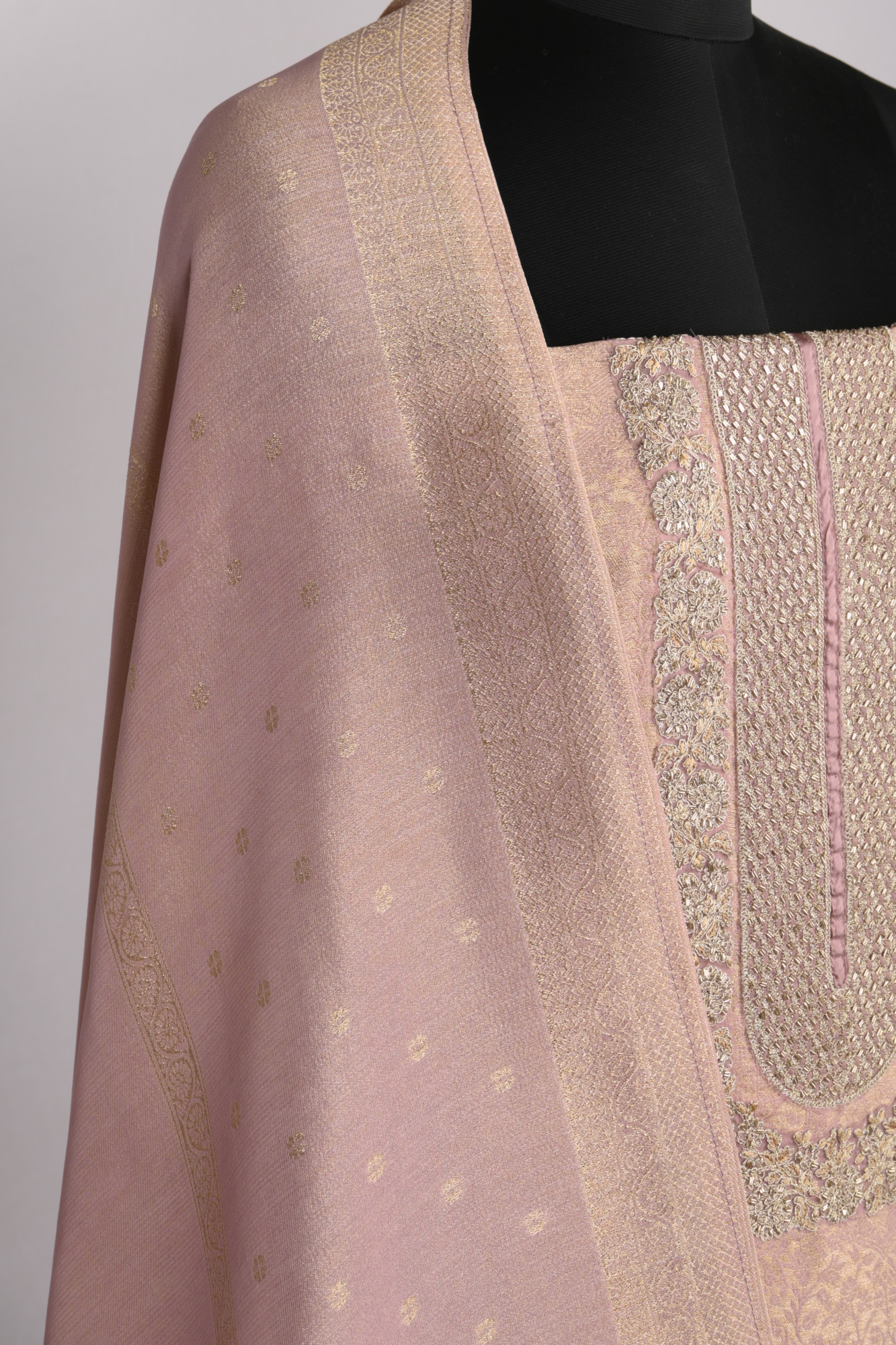 Pink Silk Jacquard Suit Set with Beautiful Dupatta - R157-SPR2387B