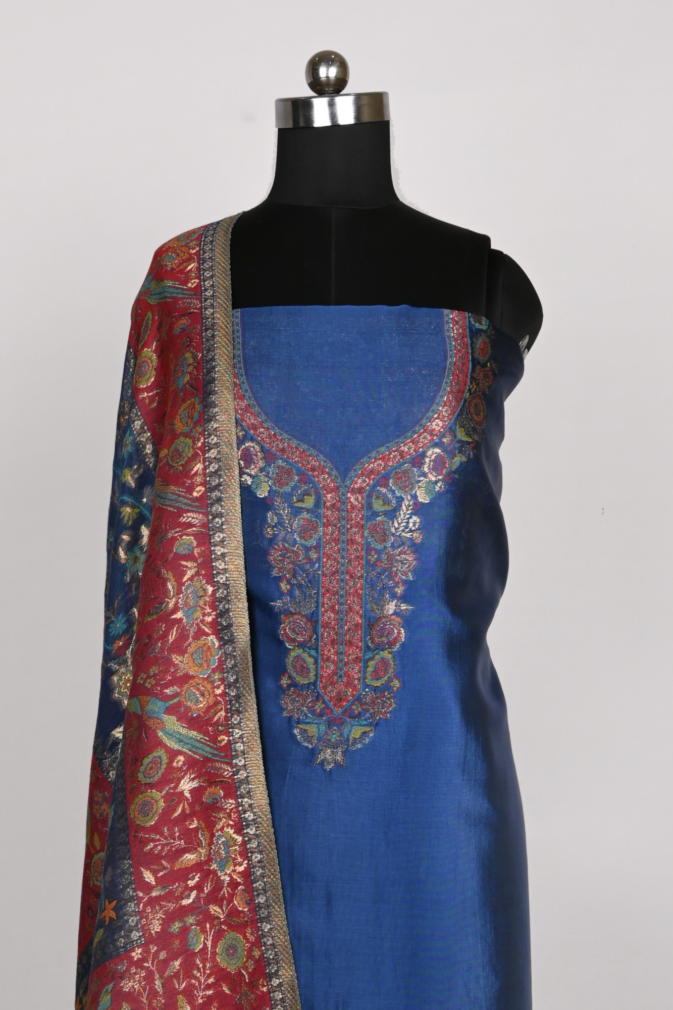 Blue Silk Suit Set with Beautiful  Dupatta - WEPSH101