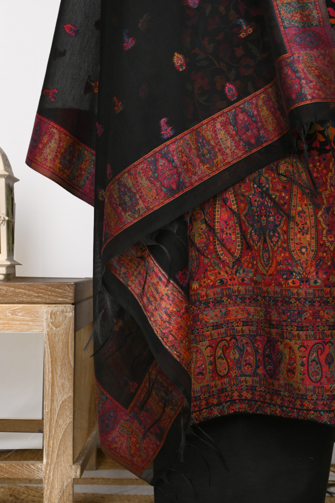 Black Pure Pashmina Suit Set with Pashmina Dupatta - WEPSH103