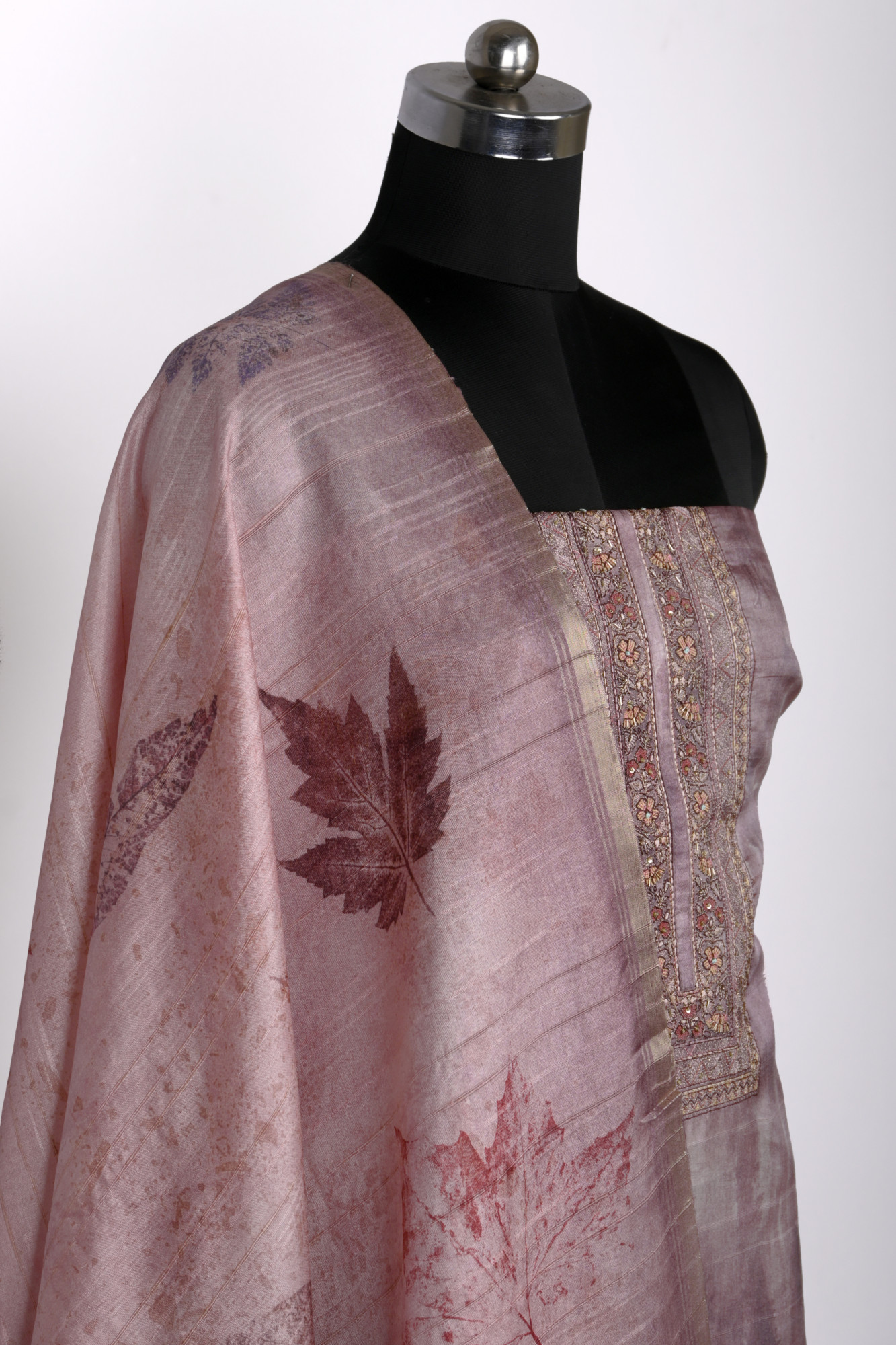 Mauve Art Tussar Unstitch Suit with Dupatta - R157-SPR2443A
