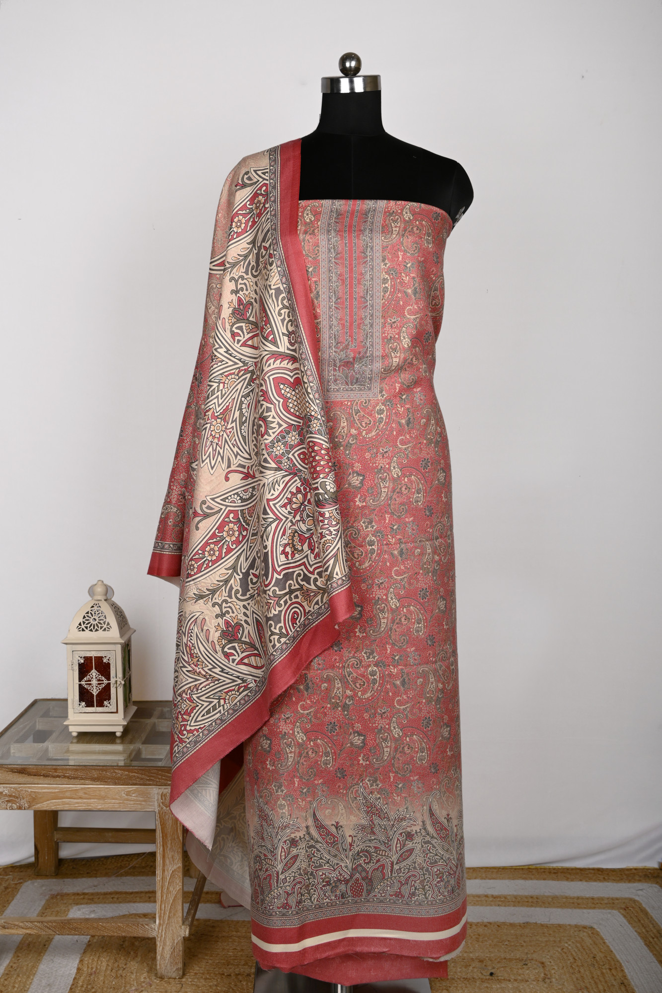 Pink Spun Printed Suit Set with Spun Dupatta - 1000-70341