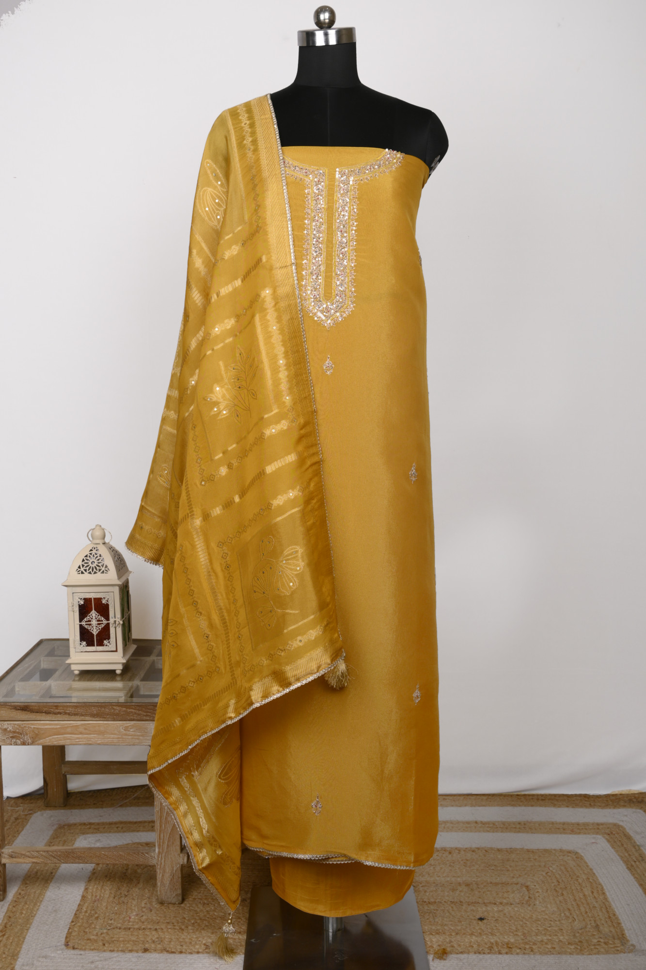 Mustard Shimmer Beautiful Suit Set with Dupatta - 131-GD507C
