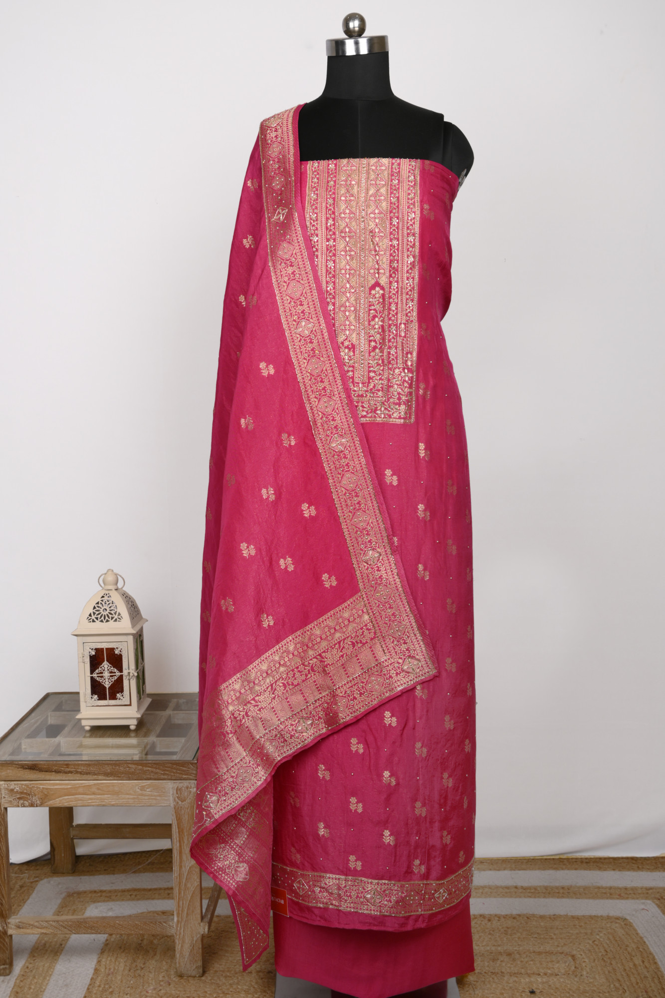 Rani Shimmer Unstitched Suit Set with Silk Dupatta - 131-SN9084B