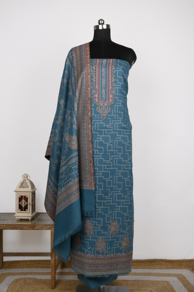 Image of Firoze Printed Pashmina Suit Set With Dupatta - 131-0482B