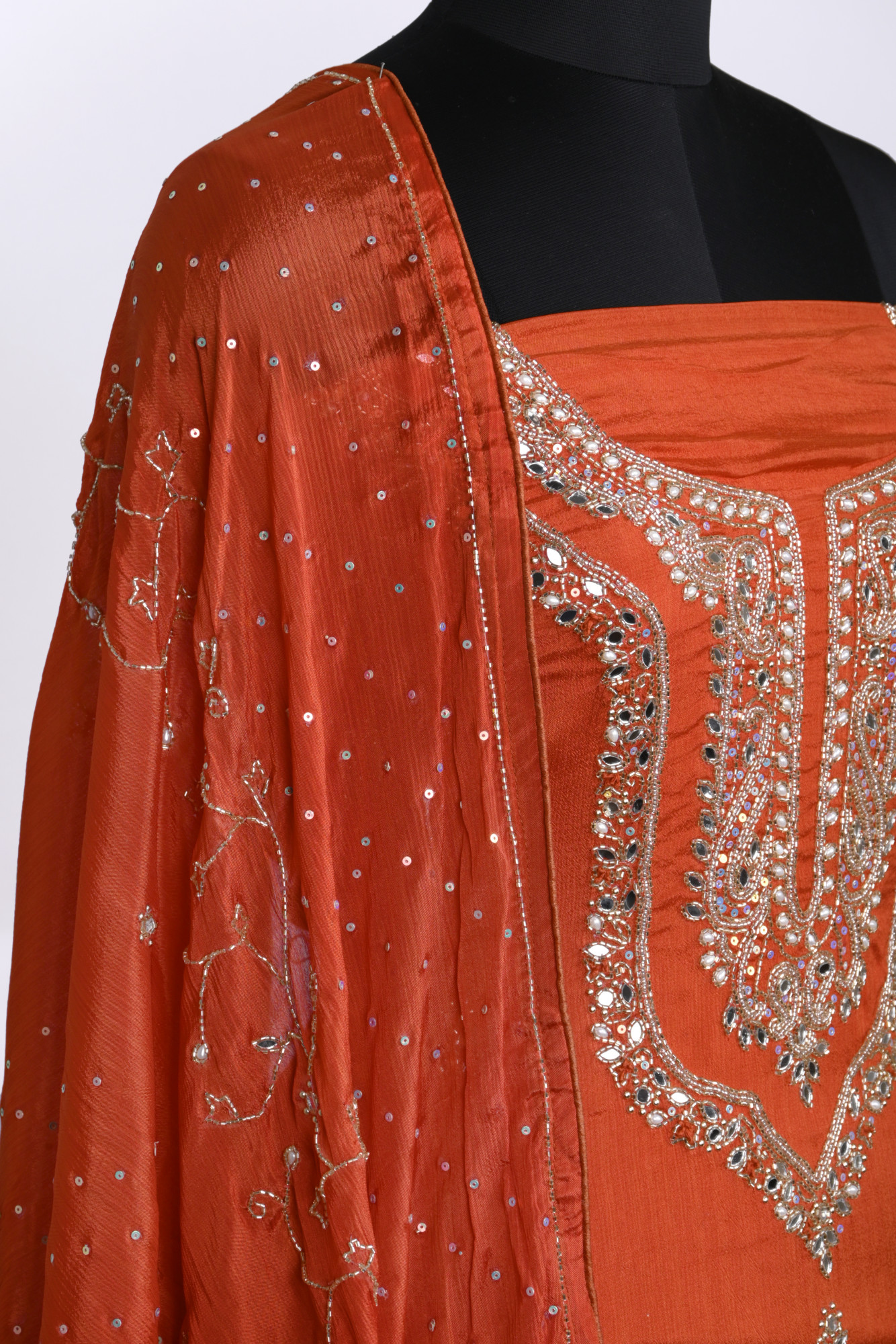 Rust Chinon Suit set with Chinon dupatta - 131-RR3930A