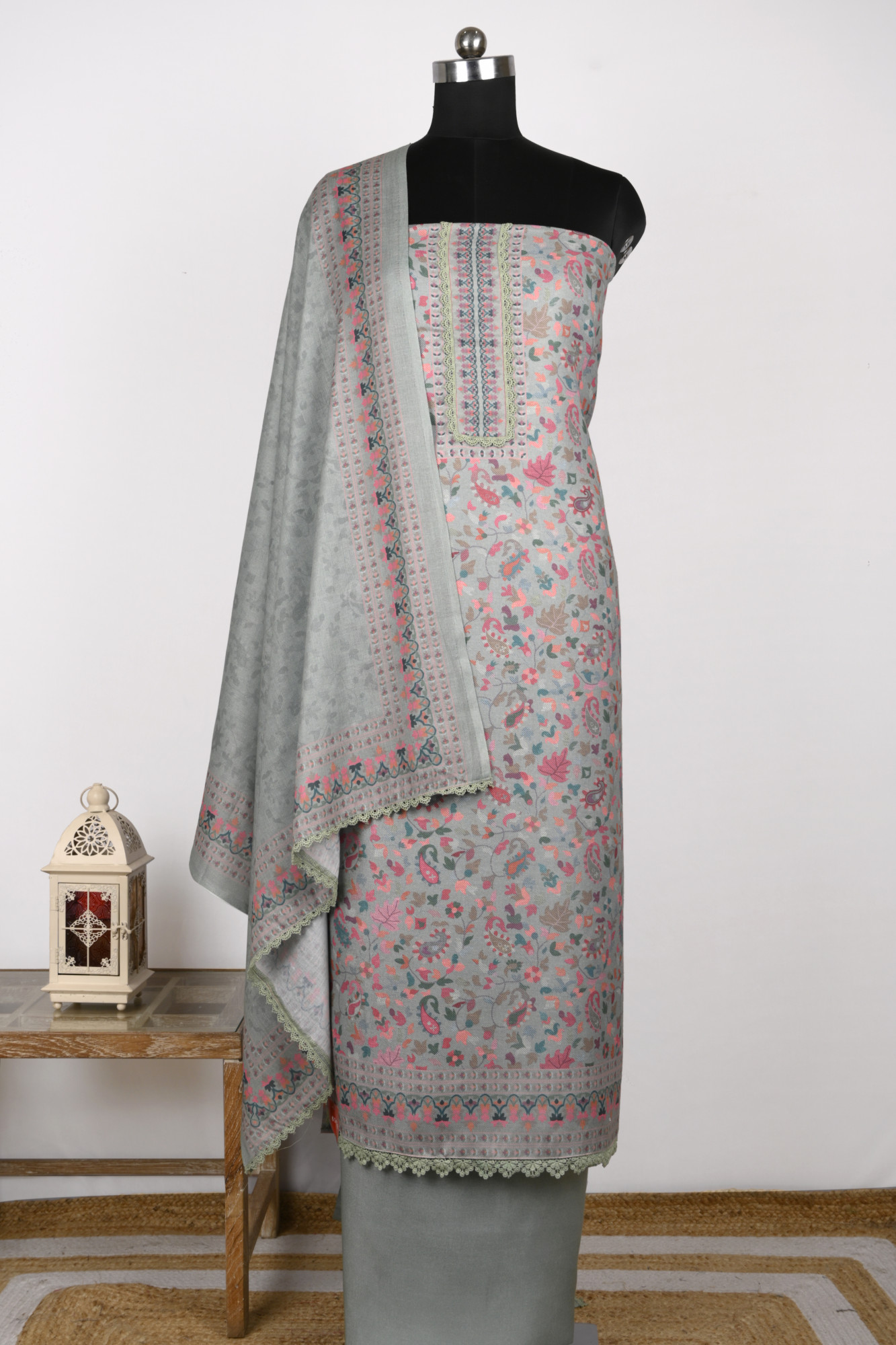 Green Printed Beautiful Spun Suit Set With Dupatta - 131-K2001A