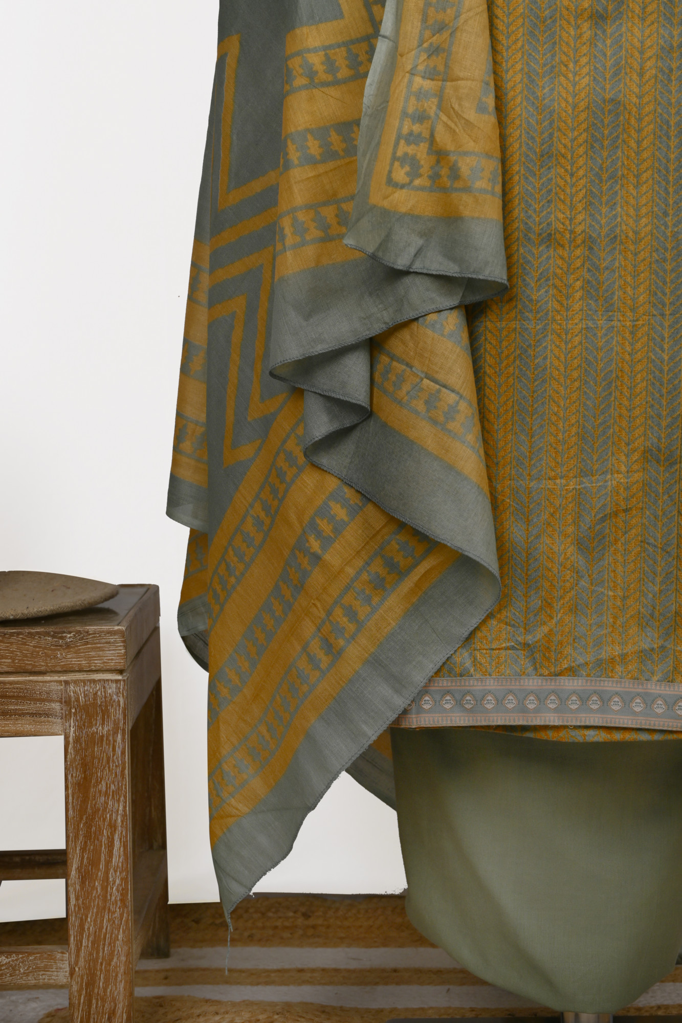 Mustard Muslin Suit Set with Beautiful Dupatta - 983-6007C