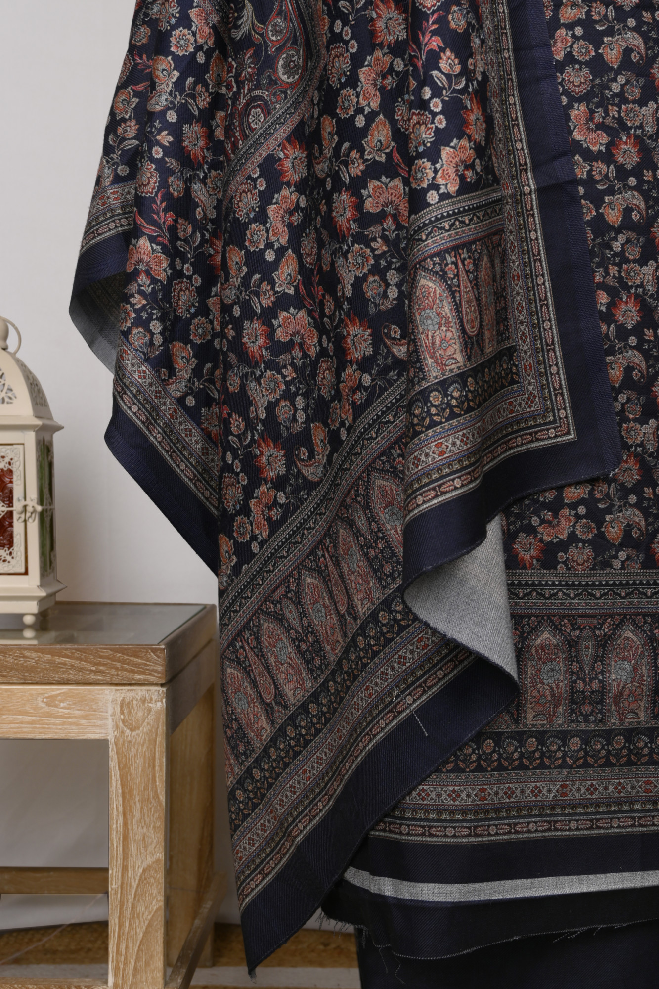 Blue Spun Printed Suit Set with Spun Dupatta - 1000-70371