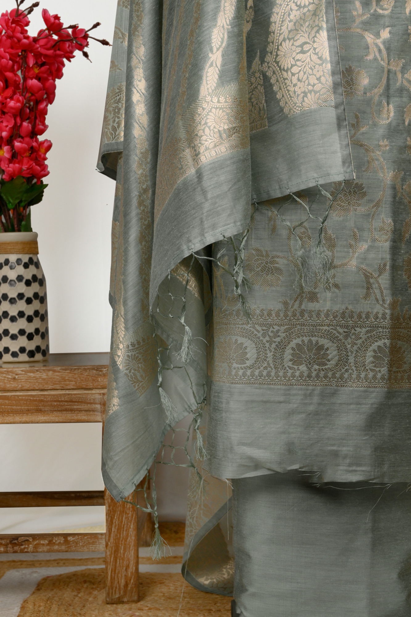 Sea Green Chanderi Silk Unstitch Suit Set with Dupatta - 1021-NMR2-7E