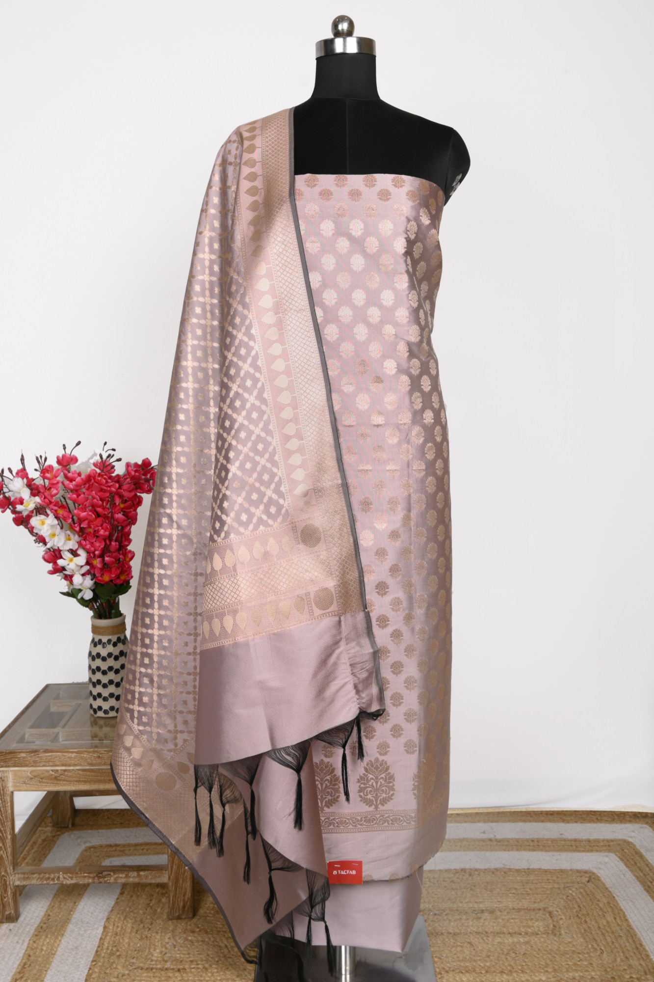 Mauve Chanderi Suit Set with Beautiful Dupatta - 1021-JNF-54