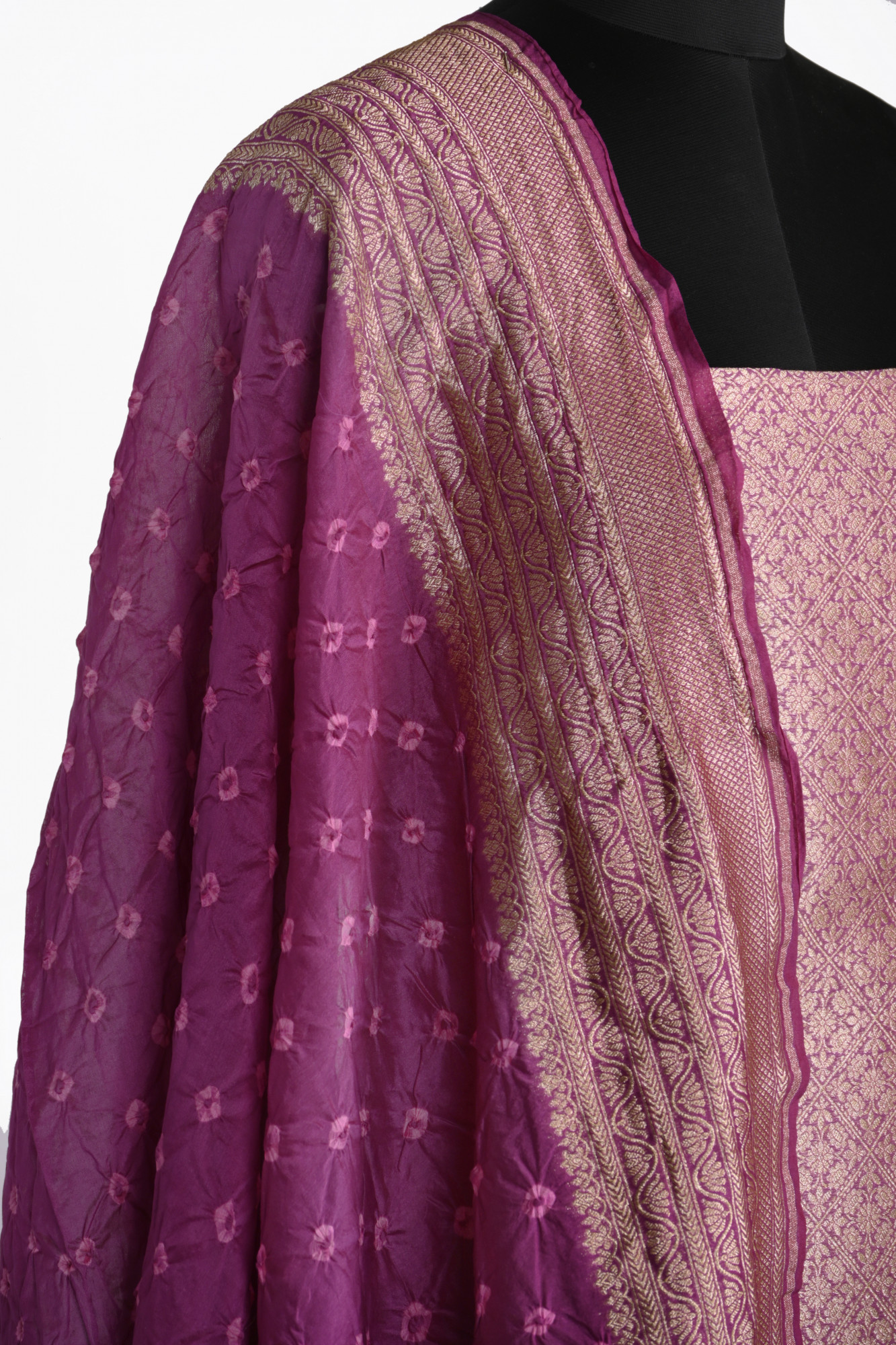 Purple Brocade Suit Set with Chanderi brocade Dupatta - 933-13706-C