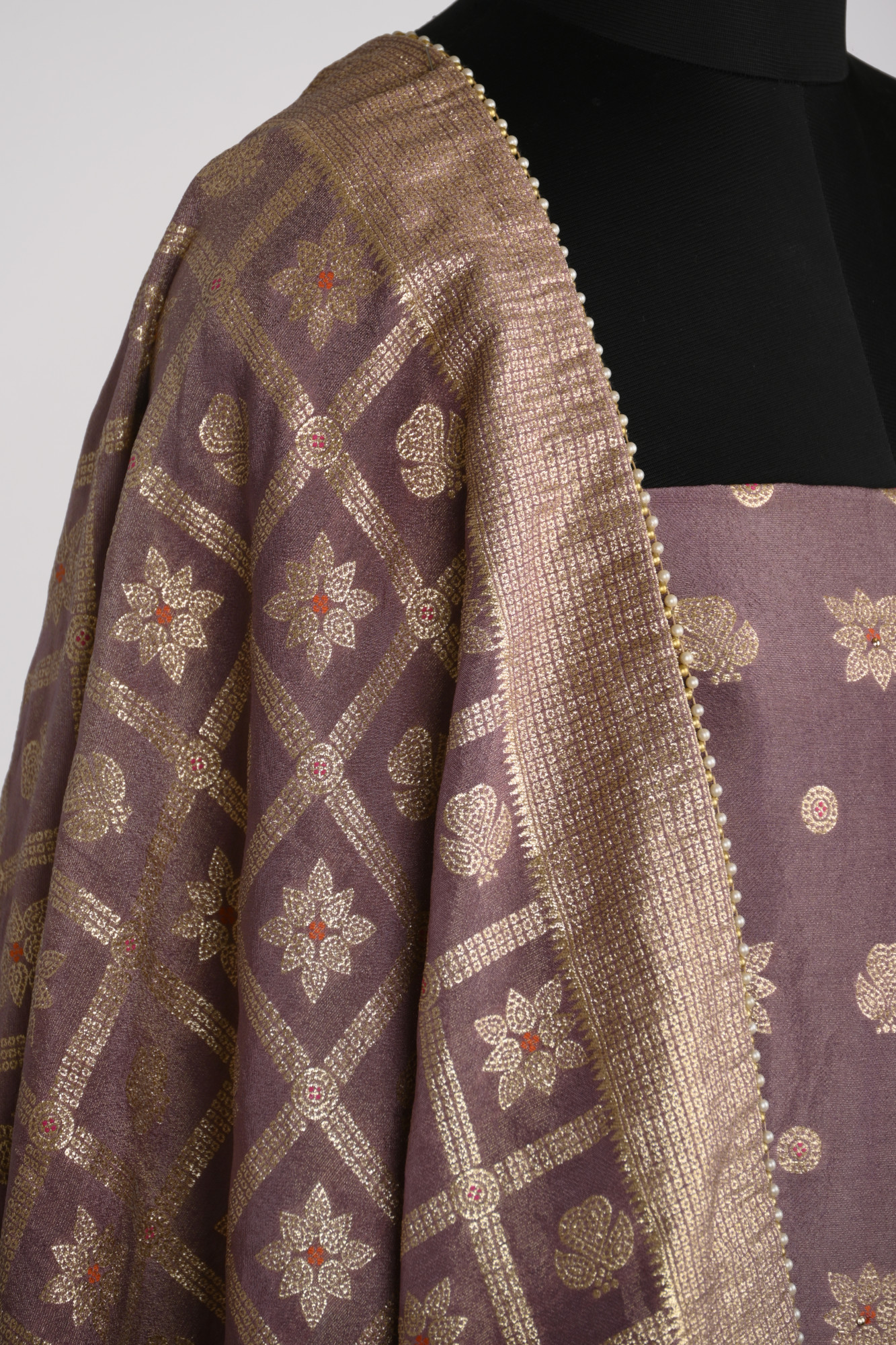 Mauve Shimmer Suit Set with Shimmer Dupatta - 639-JFJ1030