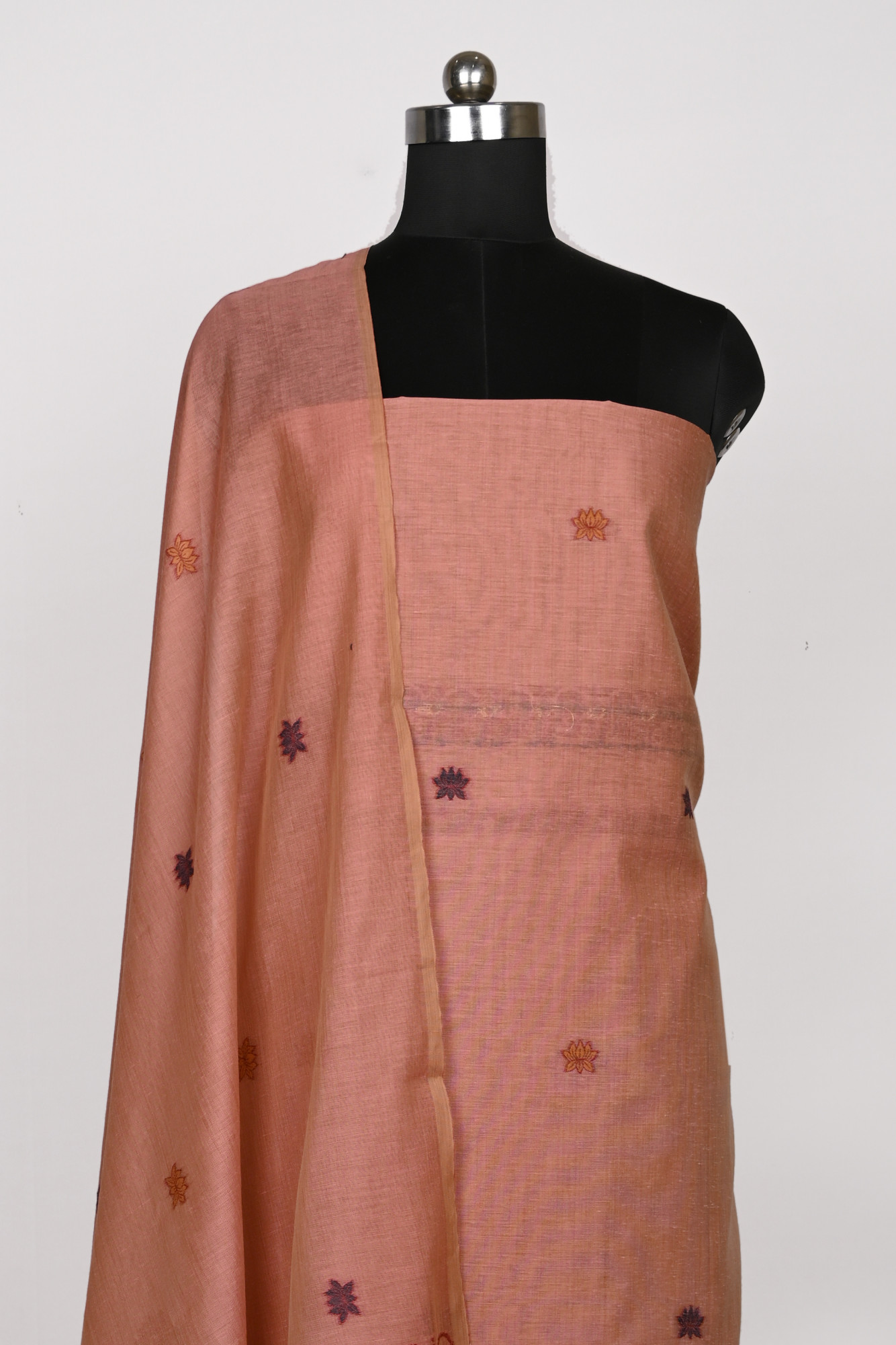 Pink Chanderi Jamdani Suit Set with Beautiful Dupatta - 811-LVCT9553B