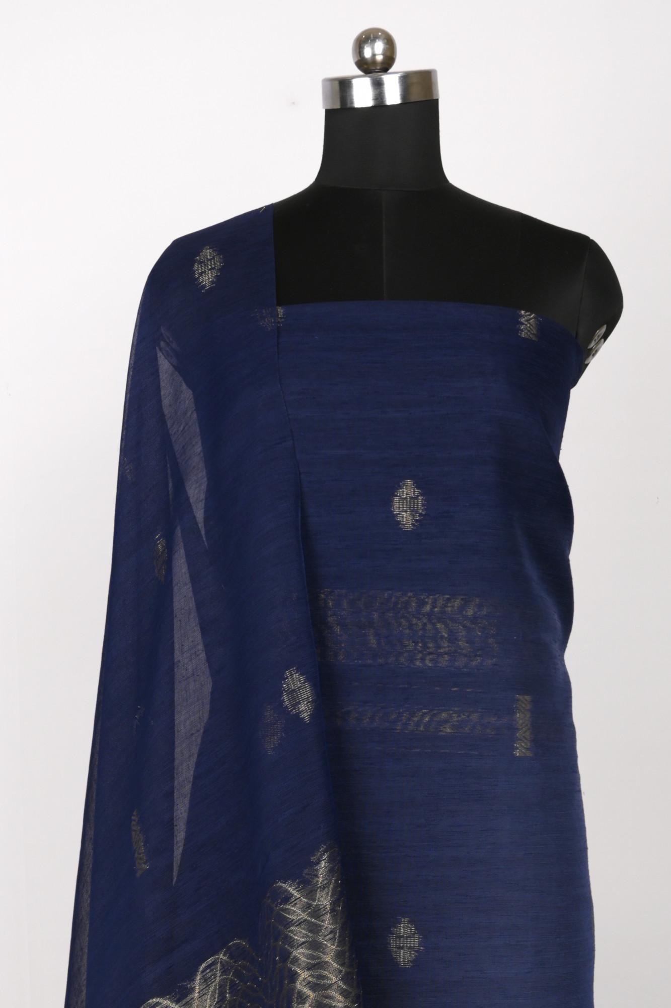 Blue Chanderi Silk Suit with Banarasi Dupatta - 811-LVCT7654B
