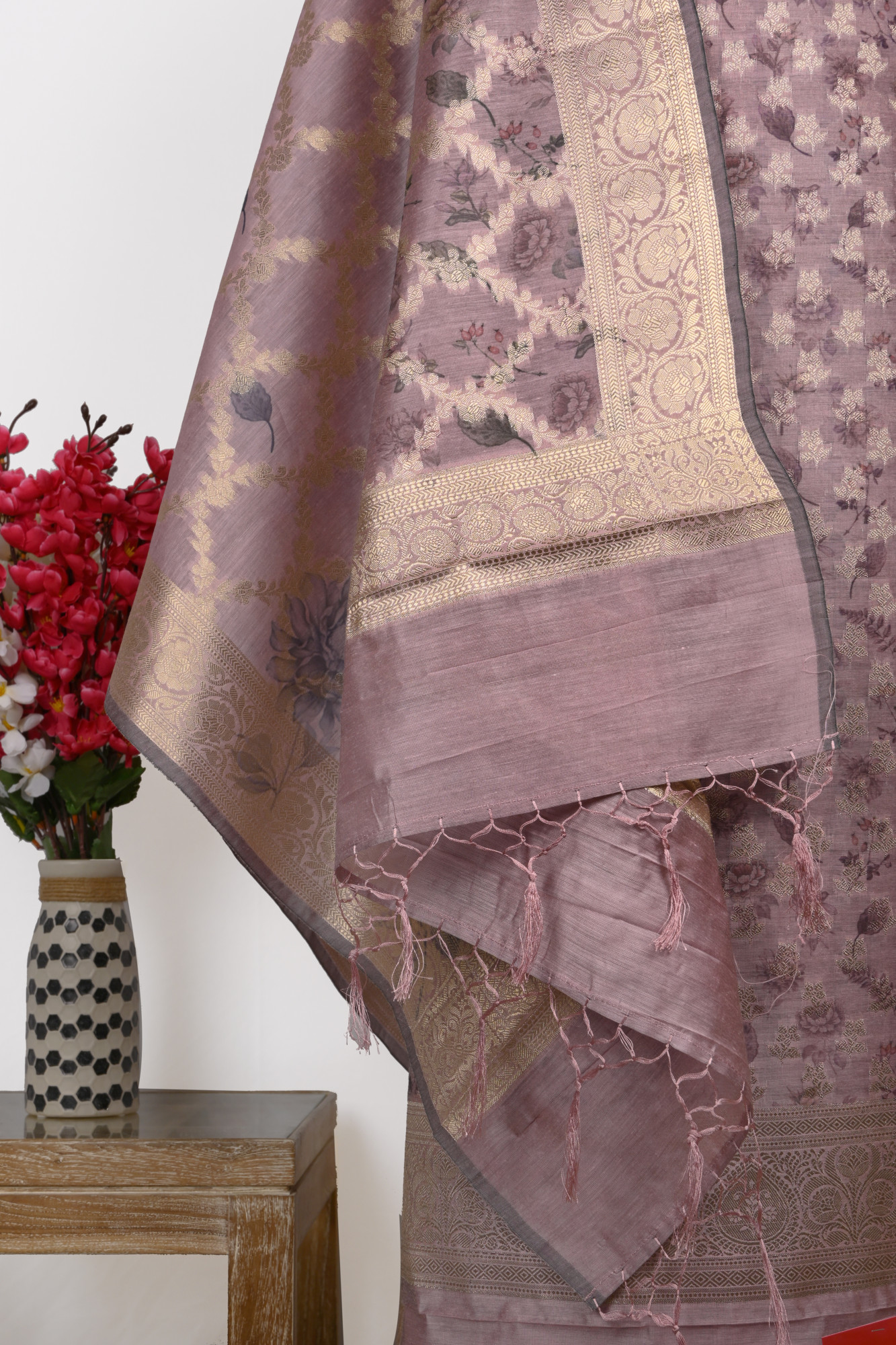 Pink Chanderi Suit Set with Beautiful Dupatta - 1021-SANAM-1C