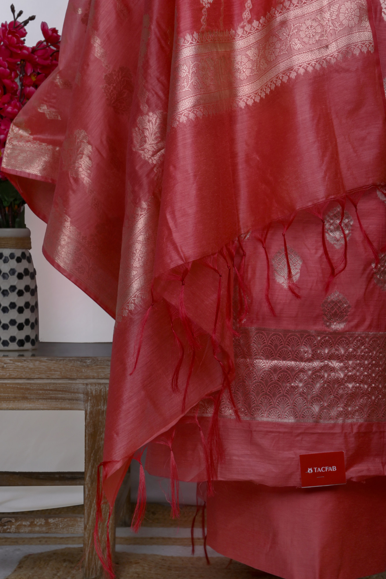 Pink Chanderi Suit Set with Beautiful Dupatta - 1021-RGN-3C