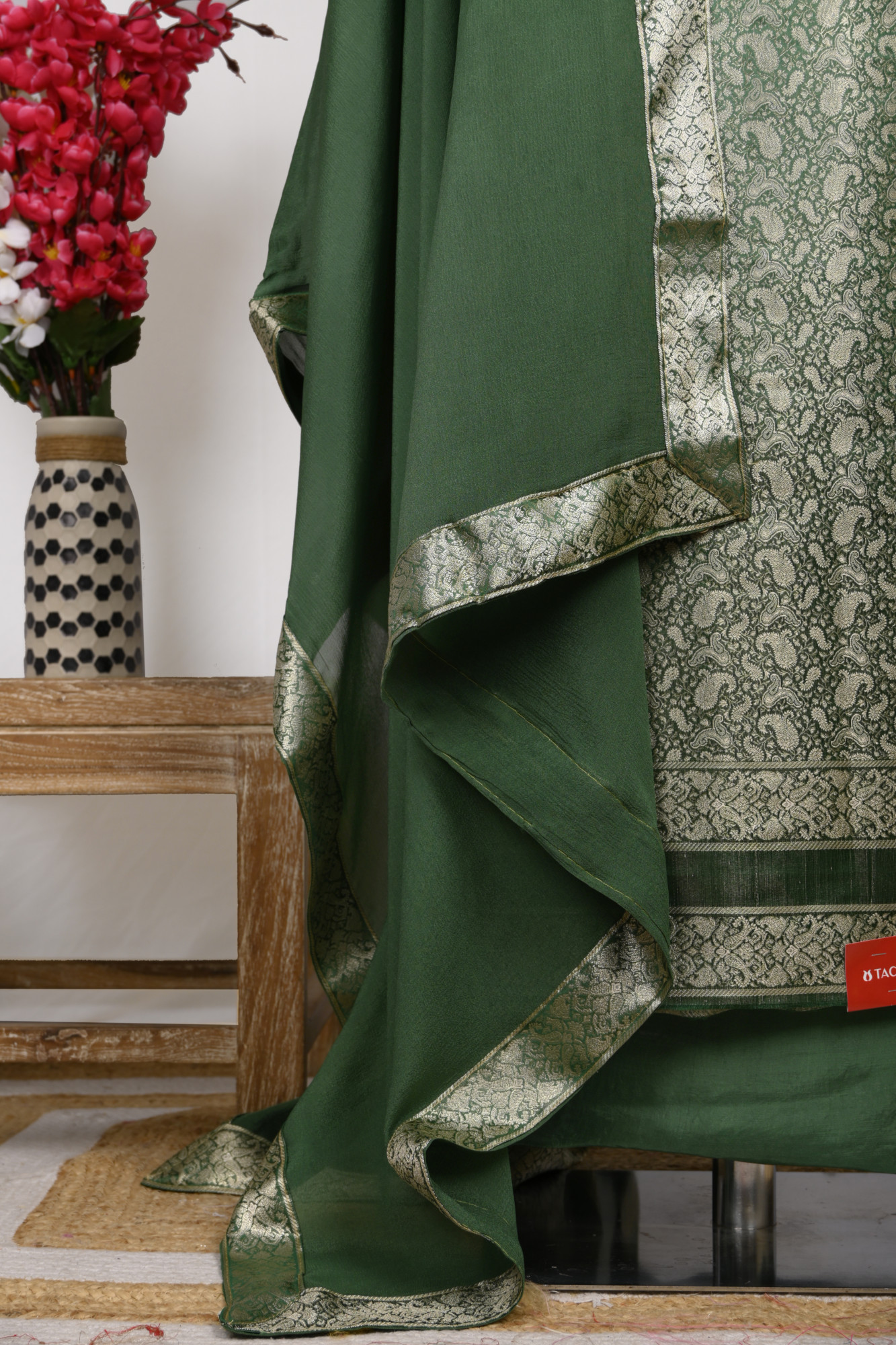 Green Brocade Suit Set with Dupatta - 1021-BCD-1G