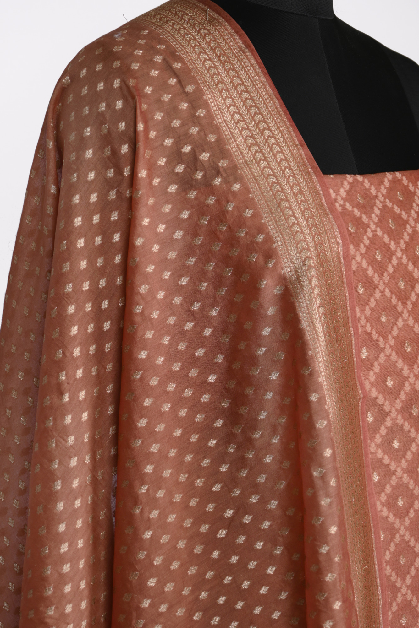 Brown Chanderi silk Suit set with Chanderi silk Dupatta - 1021-PAURI-1A