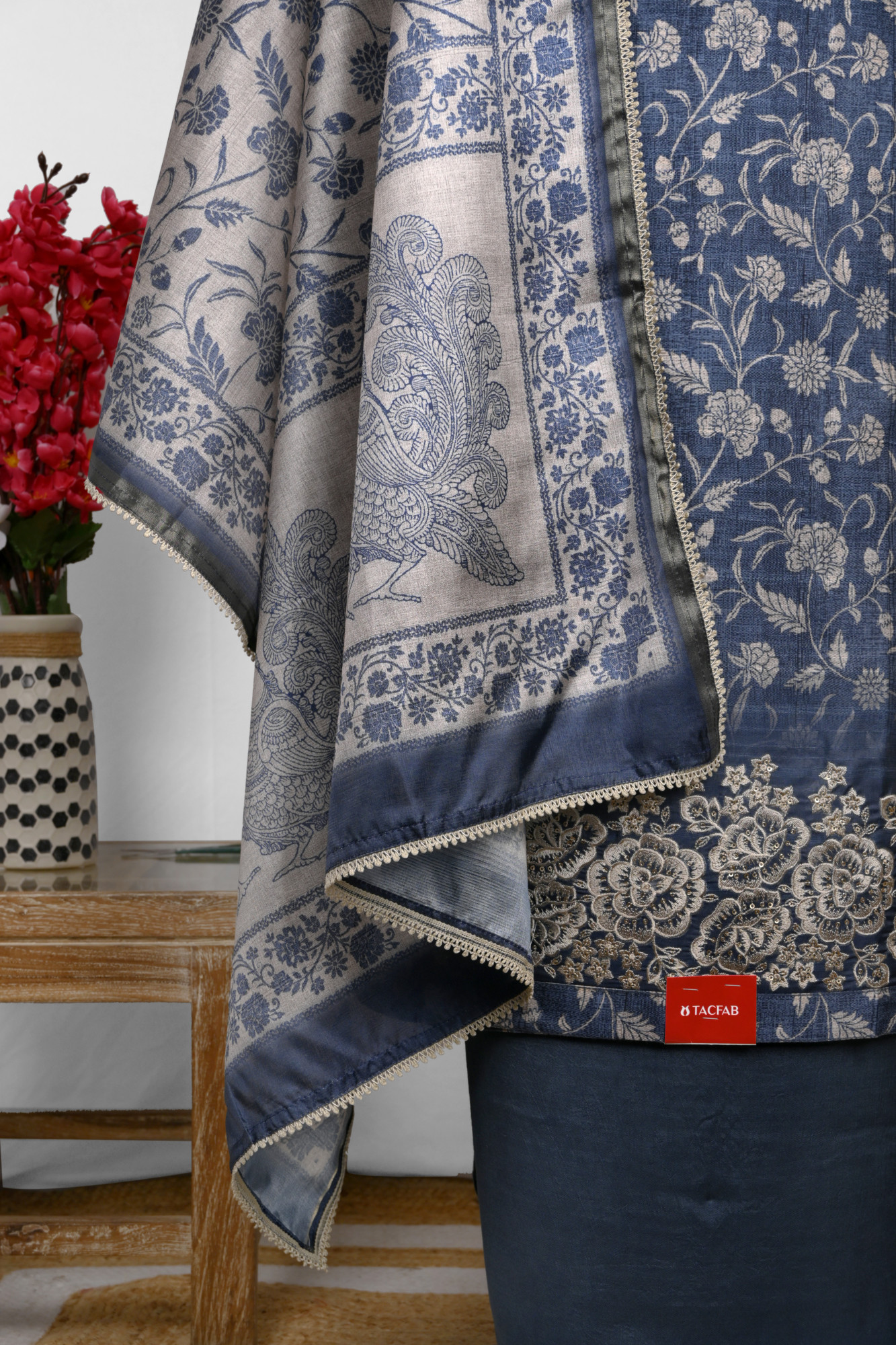 Blue Silk Suit Set with beautiful Silk Dupatta - S25VEMY5848A