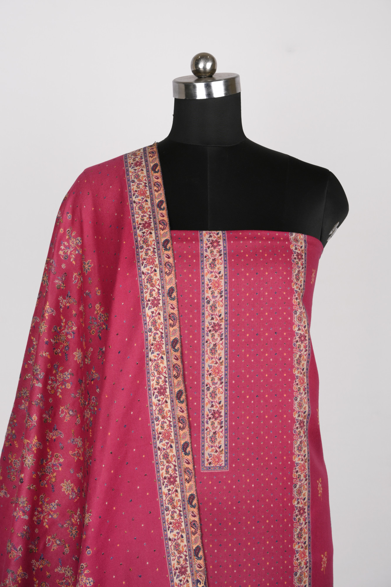 Rani Printed Pashmina Suit Set With Pashmina Dupatta - 131-490