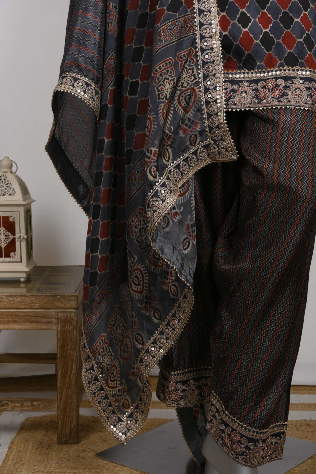 Maroon Satin Silk Stitched Suit Set with Dupatta - 1023-1024