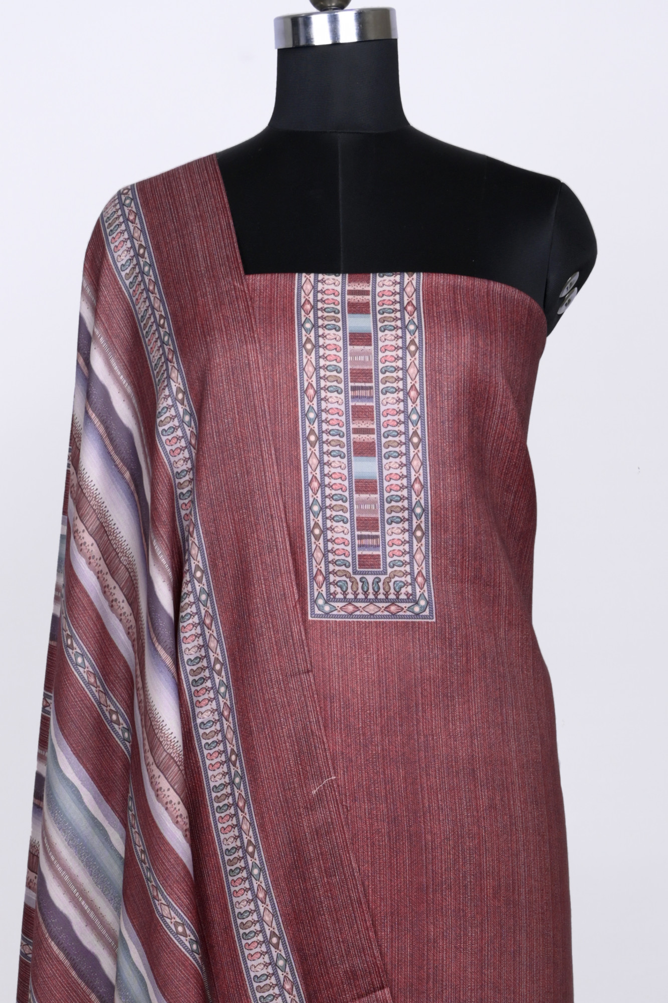 Maroon Spun Suit Set with Spun Dupatta - 131-1824C