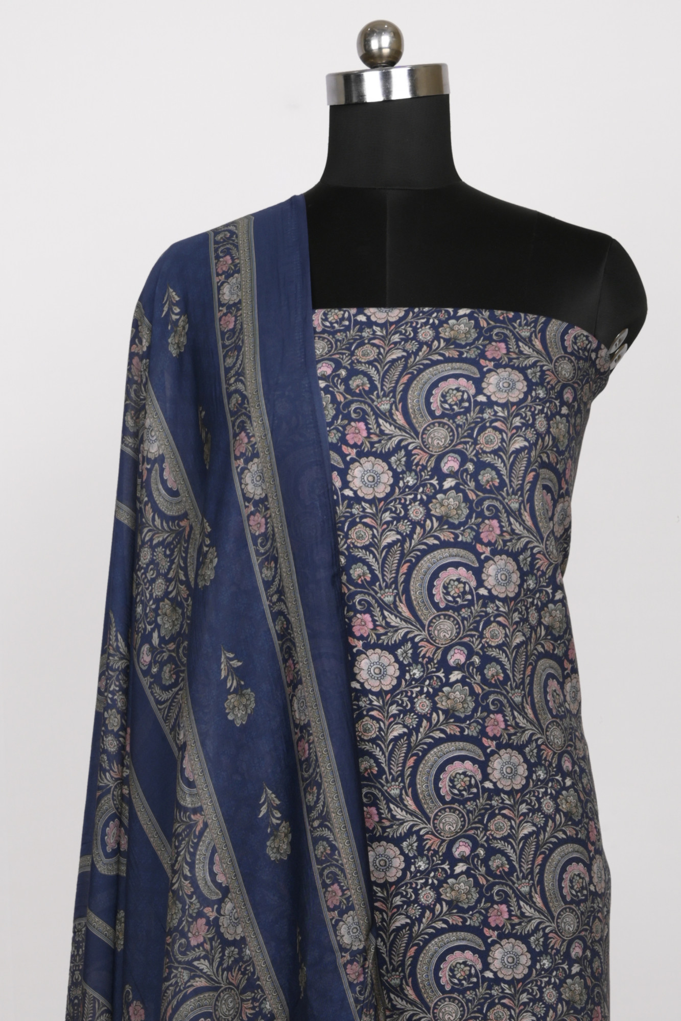 Blue Spun Suit Set with Beautiful Dupatta - 131-7581C
