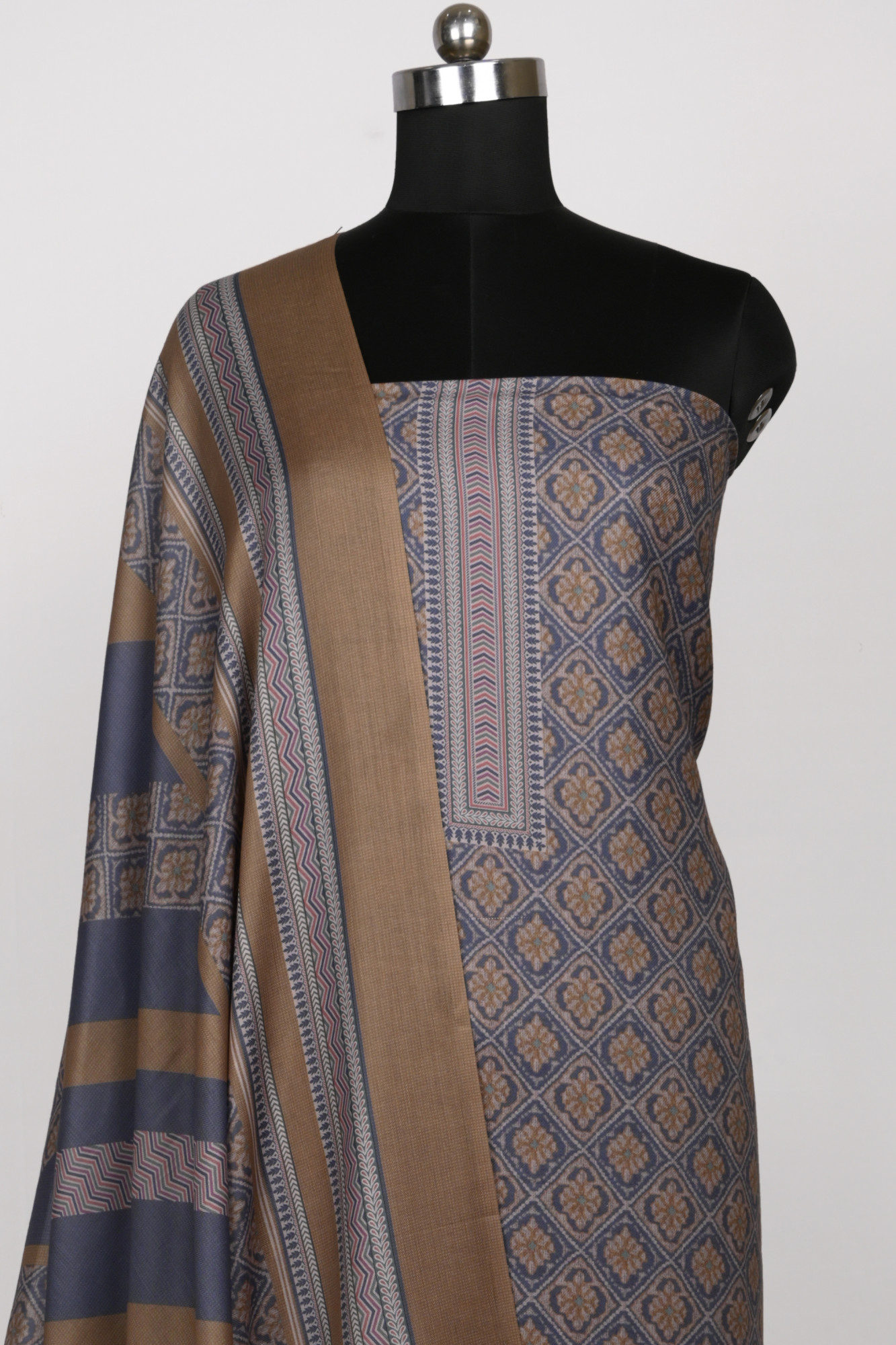 Mehndi Spun Suit Set with Beautiful Dupatta - 131-1596B