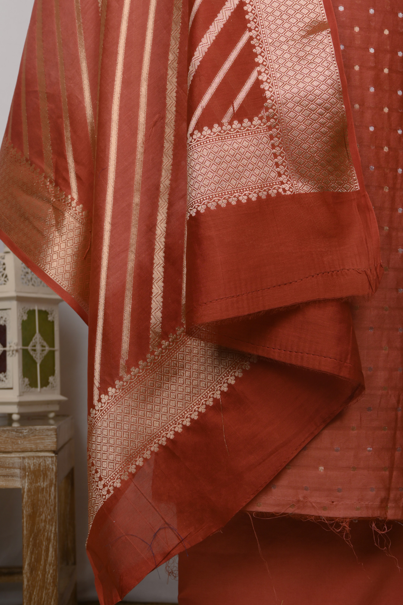 Pink Chanderi Silk Unstitch suit set with Chanderi silk Dupatta - 1021-ANARKALI-3B