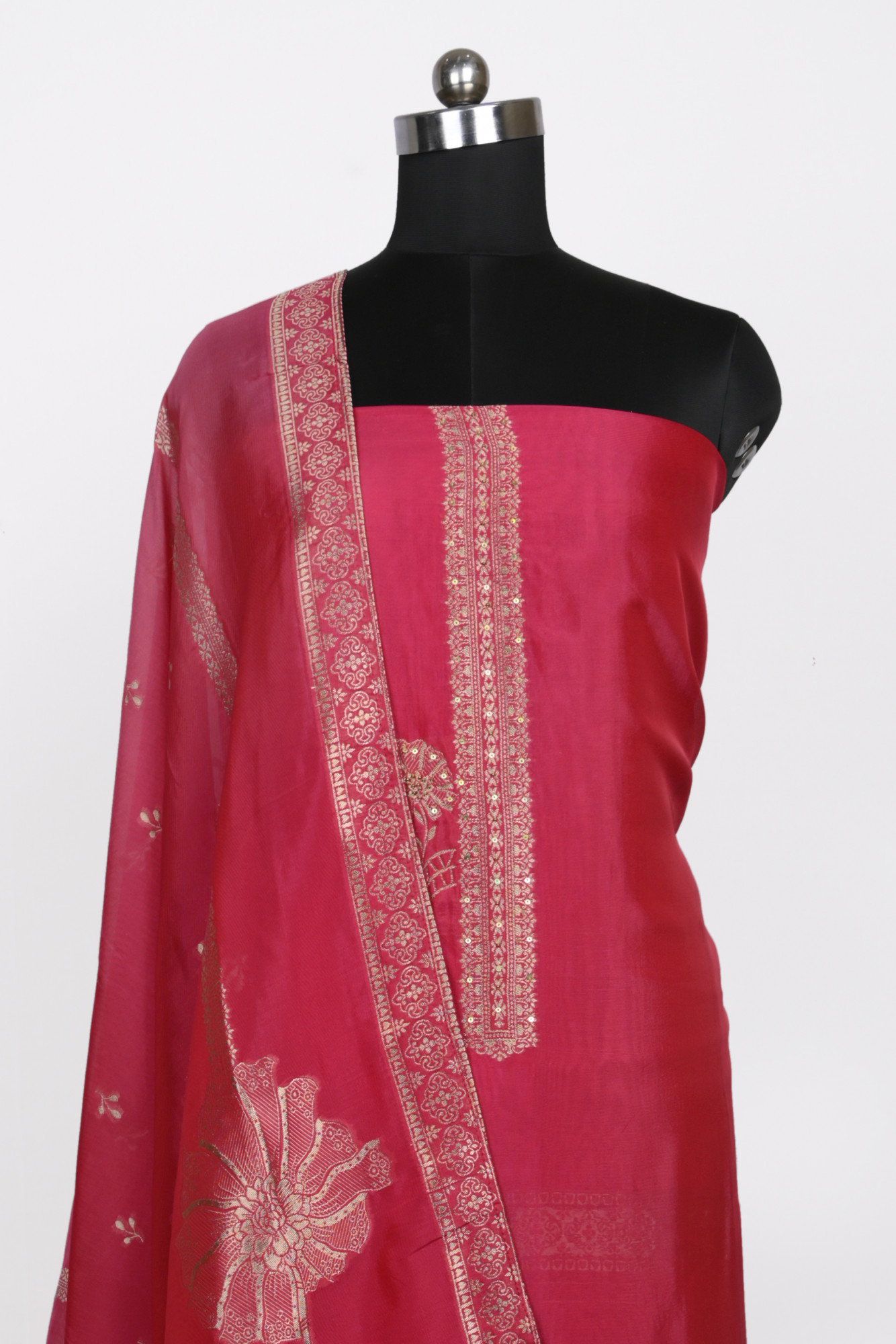 Rani Organza Unstitch suit set with silk Dupatta - 944-11062A