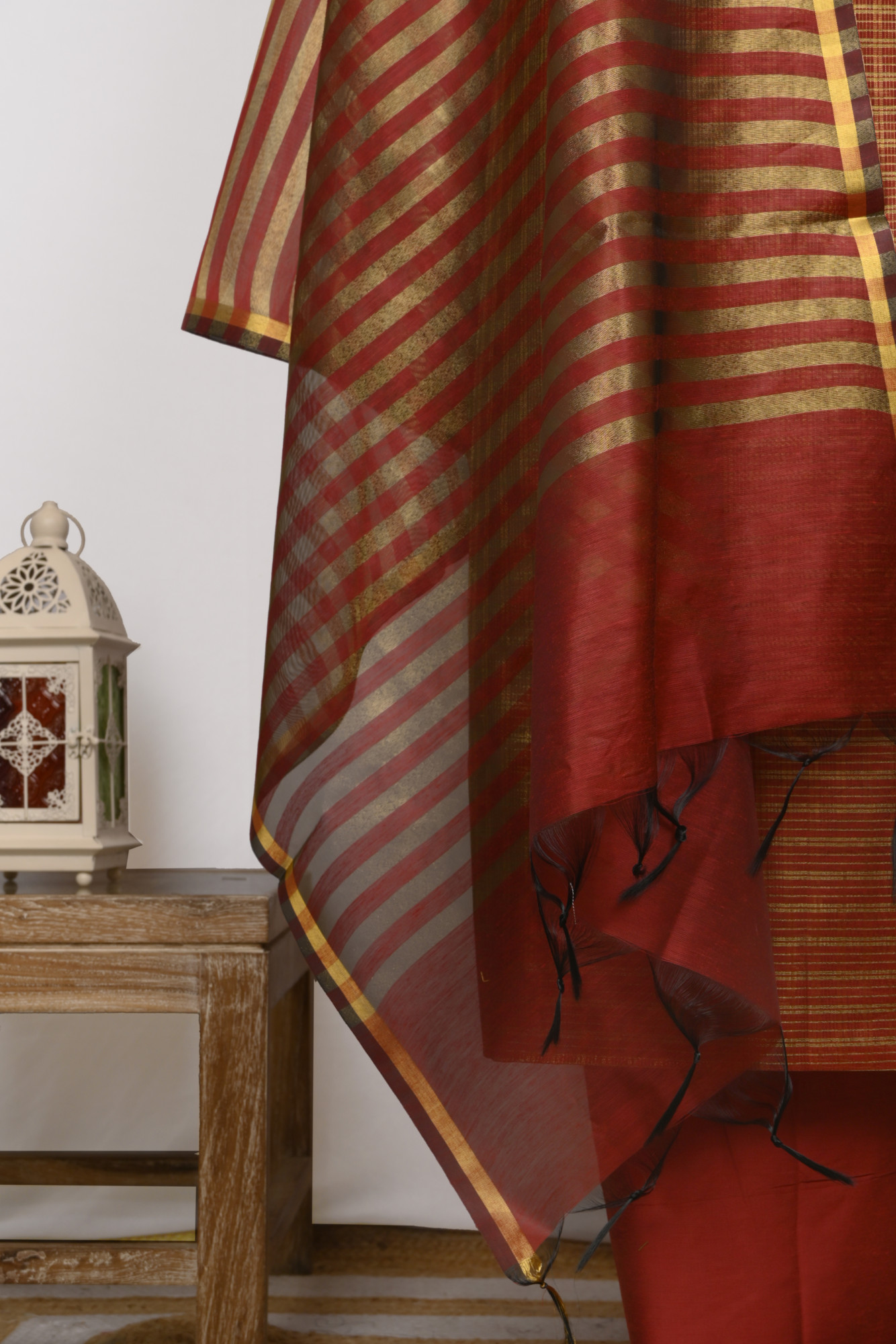 Mehroon Chanderi Silk Unstitch suit set with Chanderi silk Dupatta - 1021-TISSUE-1B