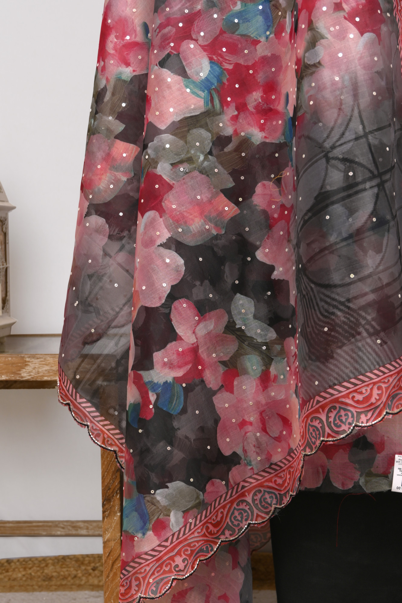 Black Unstitched Organza Beautiful Suit with Dupatta - 131-11039