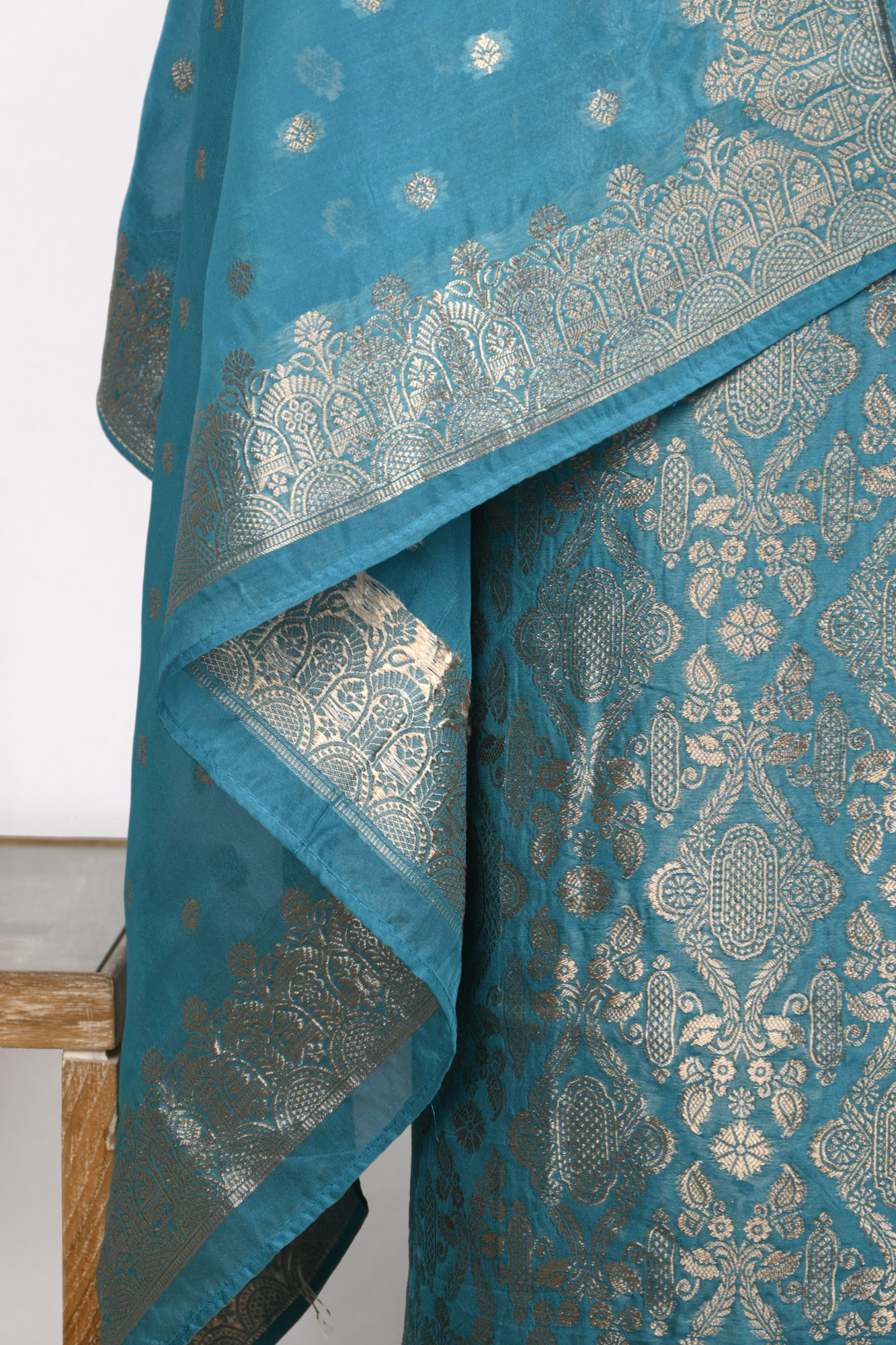 Firozi Organza Beautiful Suit Set with Dupatta- 131-KE11242B