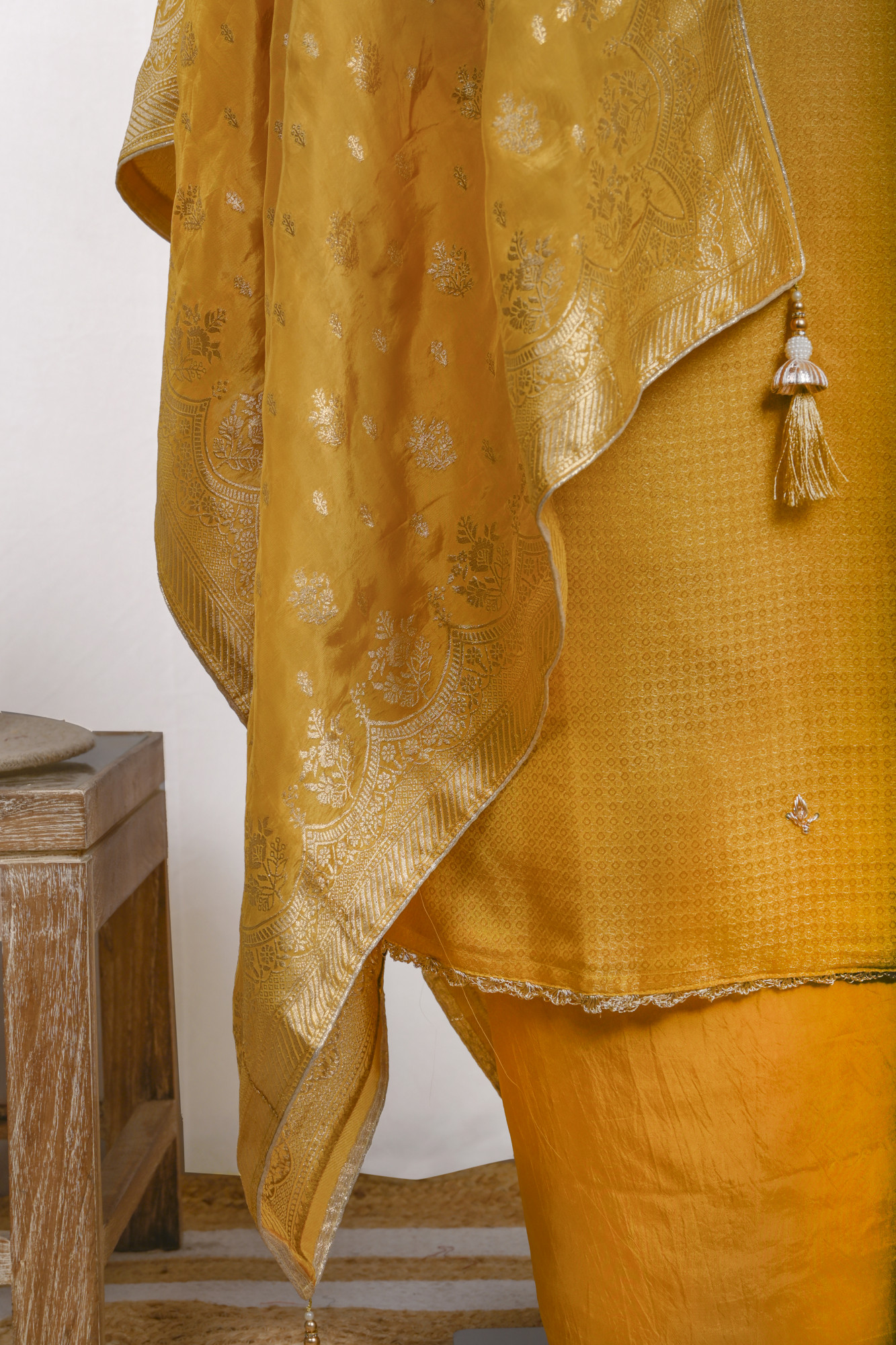 Mustard Shimmer Suit Set with Beautiful Dupatta - 912-AC19888