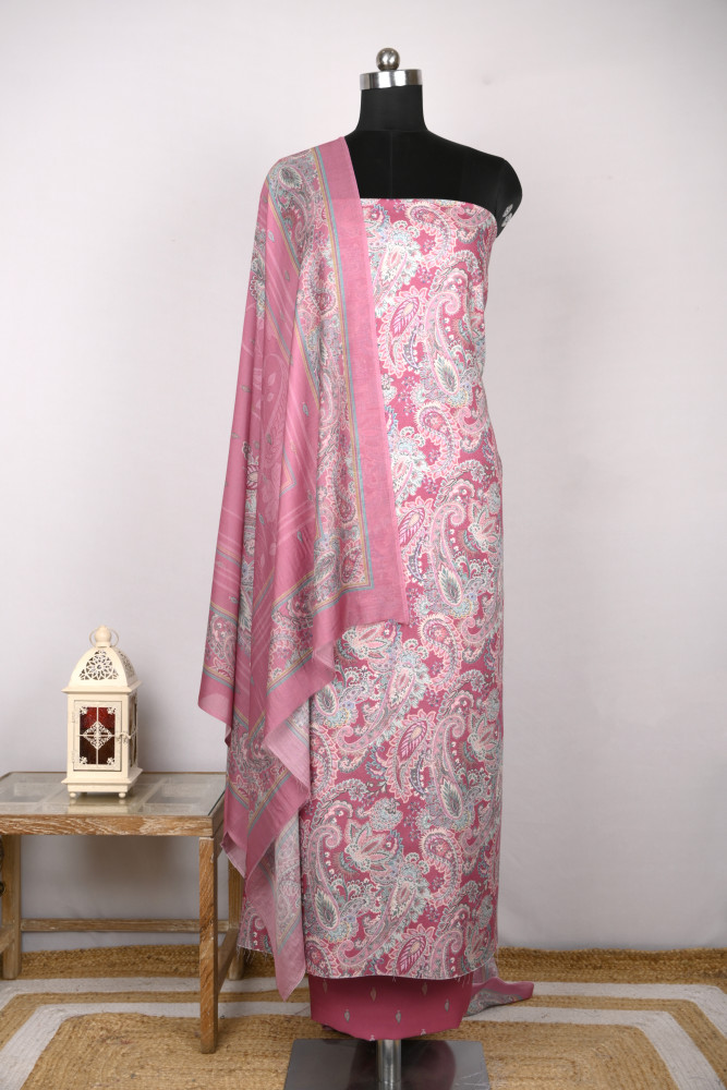 Image of Pink Spun Digital Printed Suit with Spun Dupatta - VUN7710A