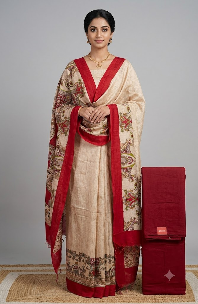 Maroon Printed Beautiful Maheshwari Unstitched Suit with Dupatta - 1027-MAHESHWARIPRT-7A