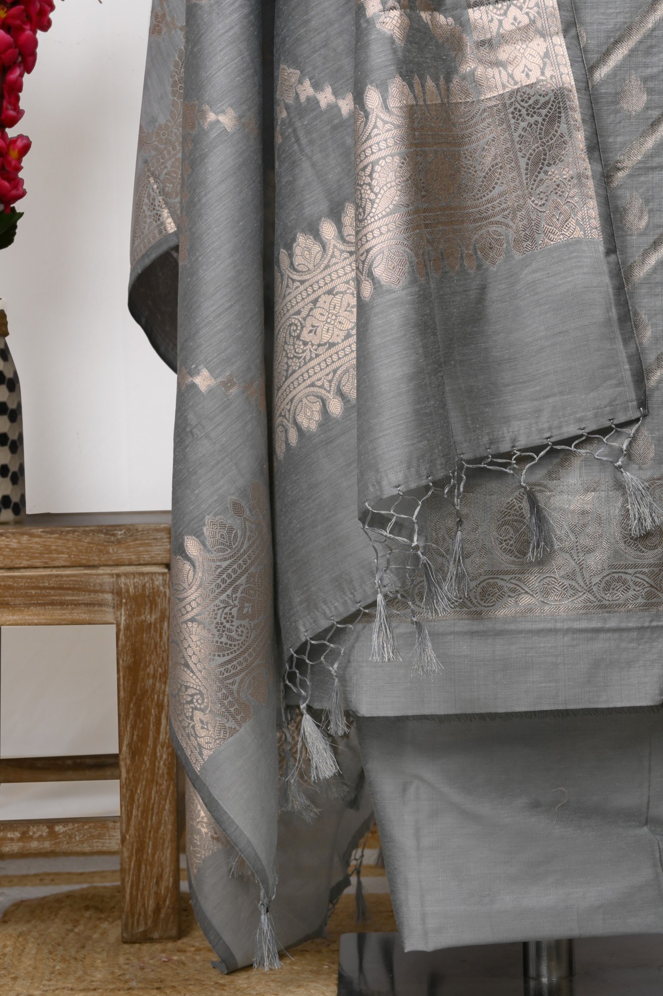 Blue Chanderi Silk Unstitch Suit Set with Dupatta - 1021-NMR2-4E