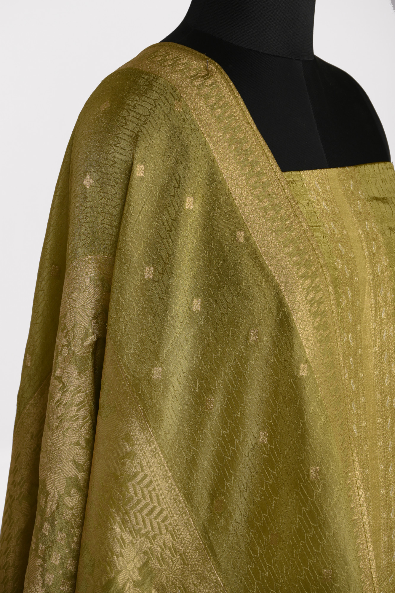 Mustard Chanderi silk Suit Set with Dupatta - 1021-ANARKALI-1B
